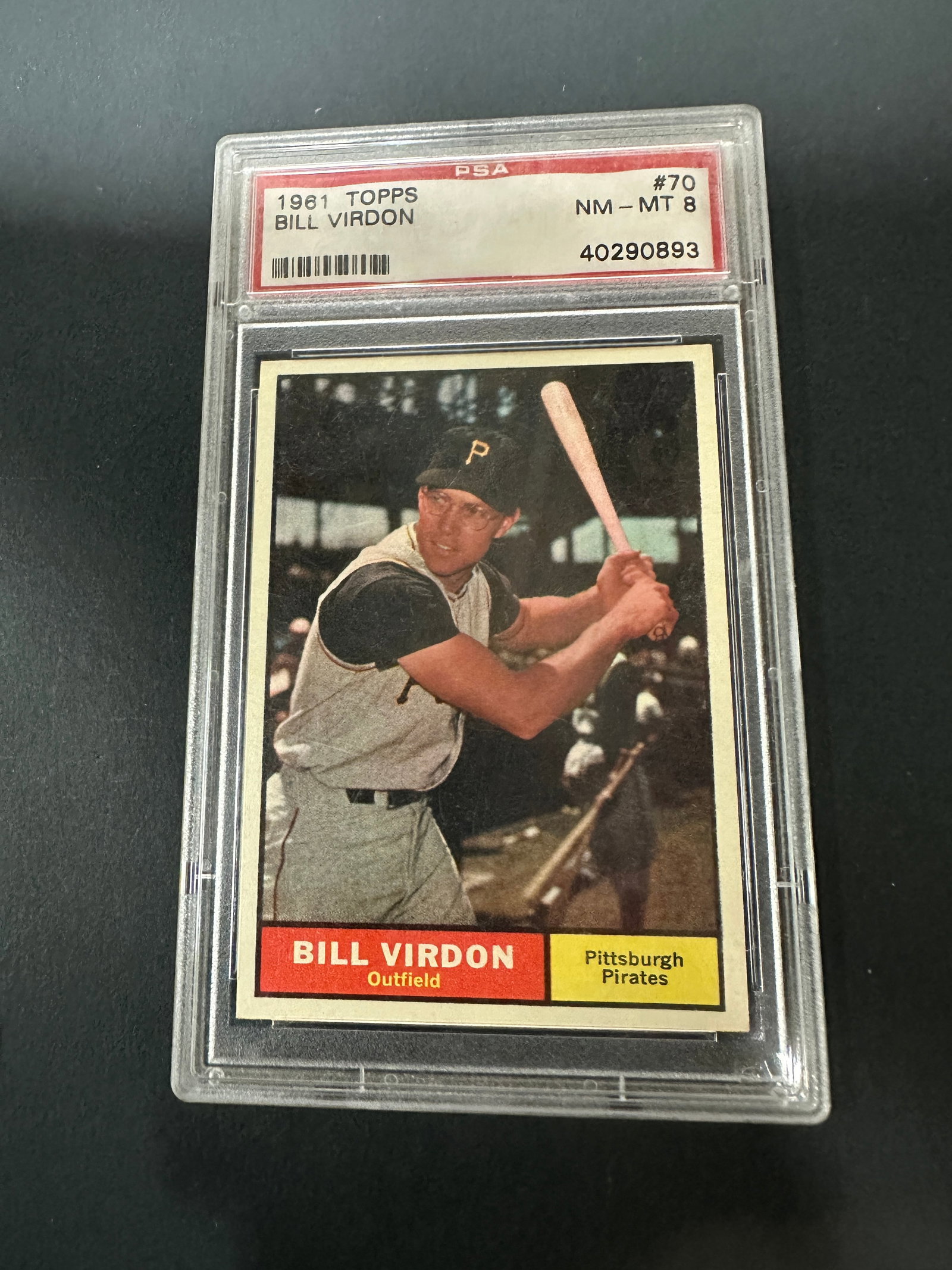 1961 Topps Bill Virdon #70 Pittsburgh Pirates PSA NM-MT 8 Baseball Card (1 of 2)