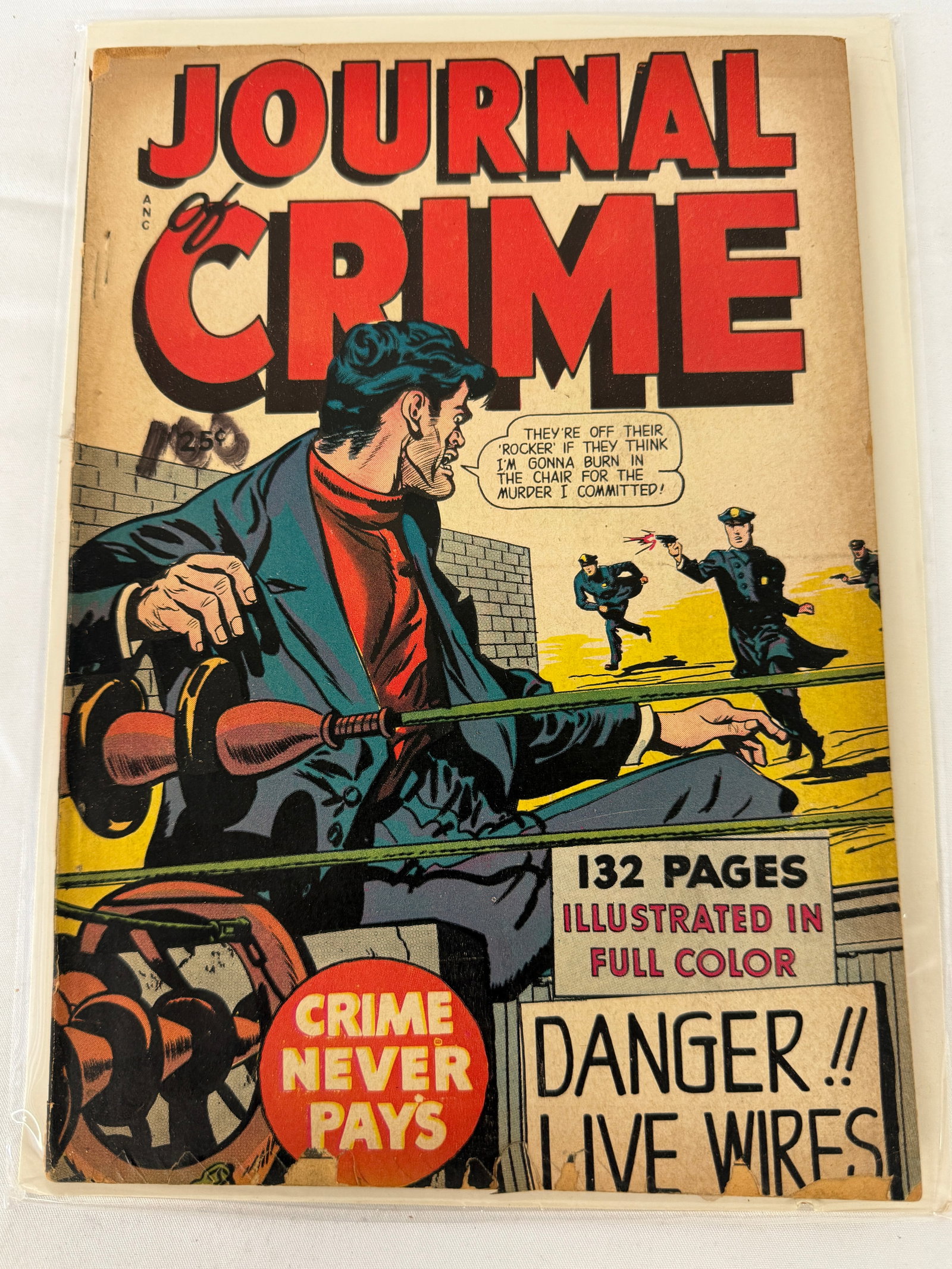 Journal of Crime Comic Book 132pp Full Color Danger Live Wires Crime Never Pays (1 of 2)