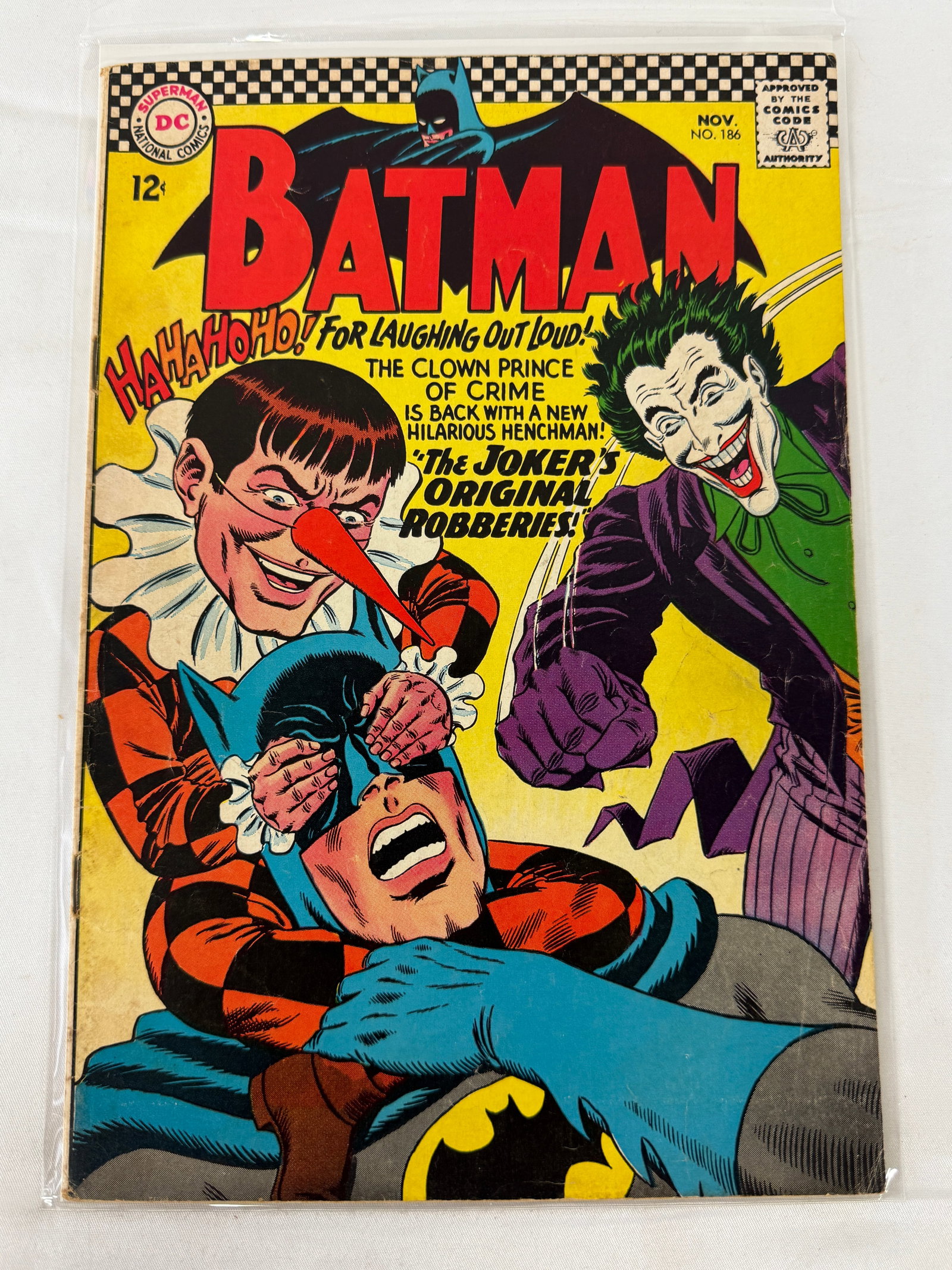 Batman #186 DC Comics Silver Age 1966 Joker Cover Comic Book (1 of 2)