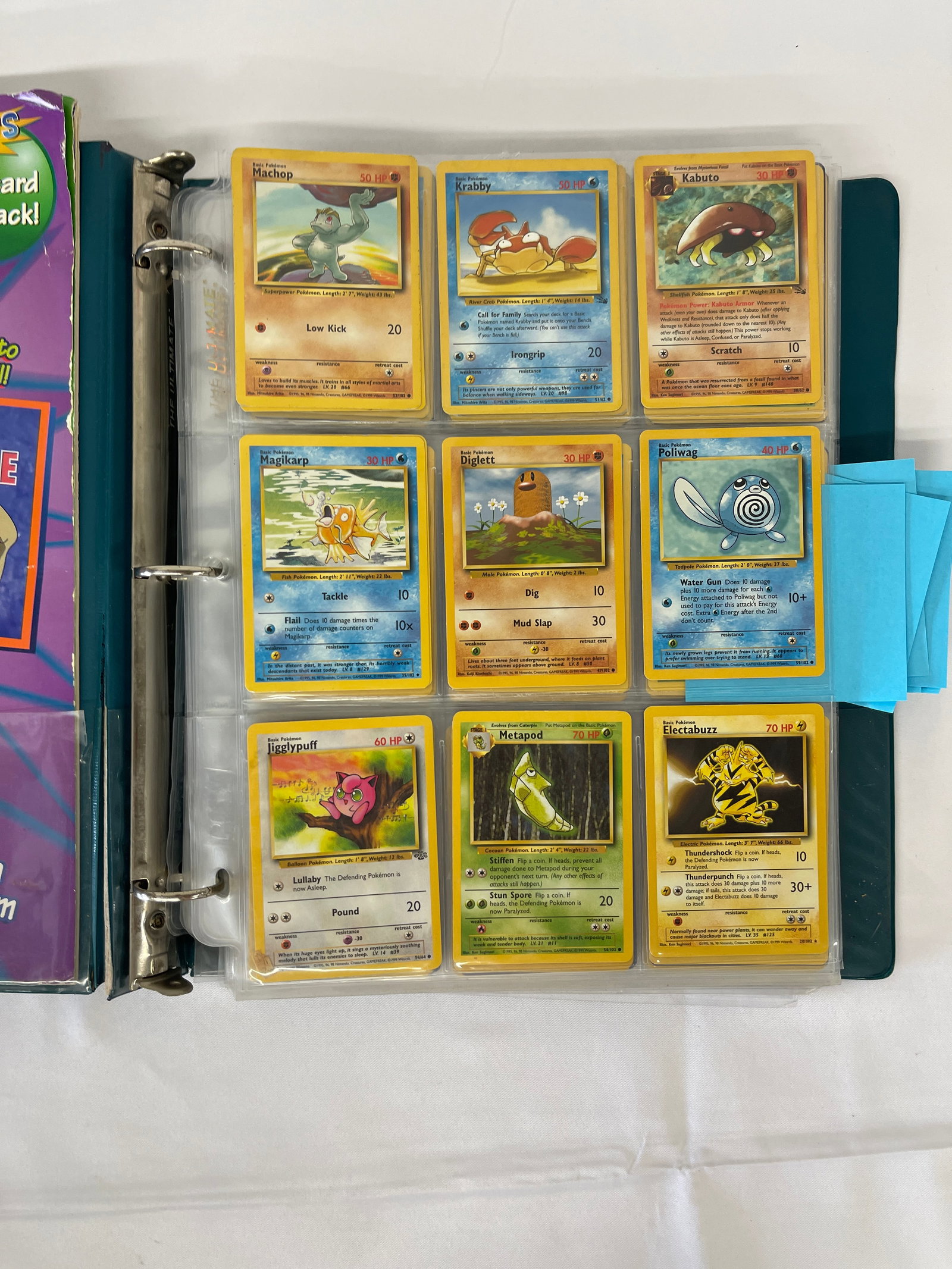 Pokemon TCG Base Set Common/Uncommon Card Collection Binder ~72 Cards 1999 (1 of 8)