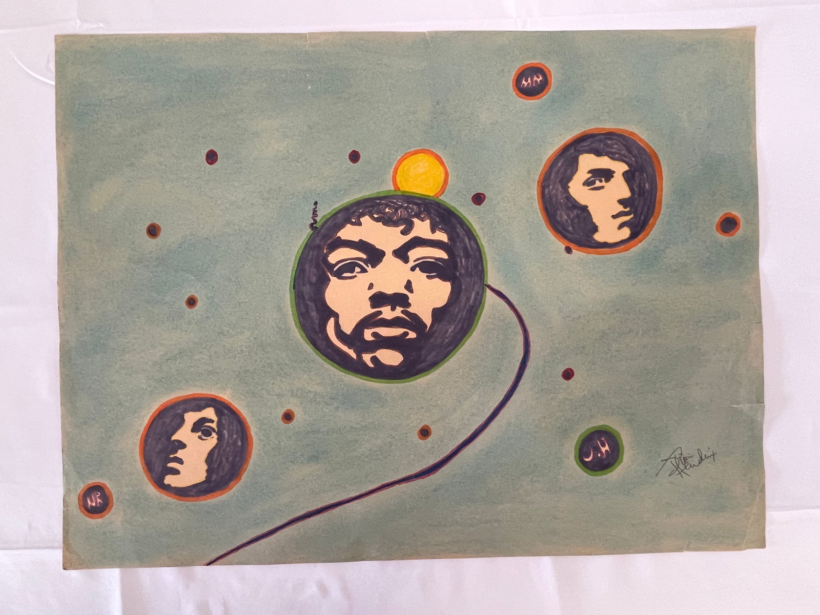 Jimi Hendrix Signed Sketch Drawing by Dwight Russ (1 of 6)