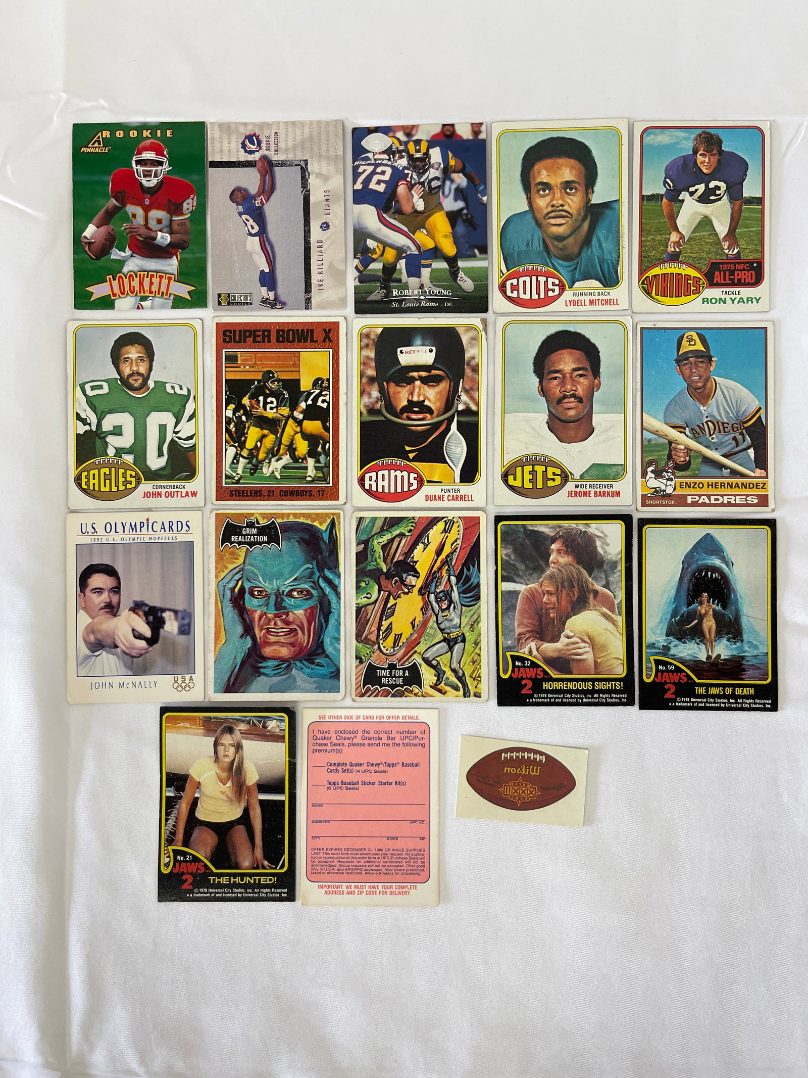 Vintage Trading Cards Lot: Topps Football Baseball Batman Jaws 2 Olympics 1960s-90s: Vintage Trading Cards Lot: Topps Football Baseball Batman Jaws 2 Olympics 1960s-90s