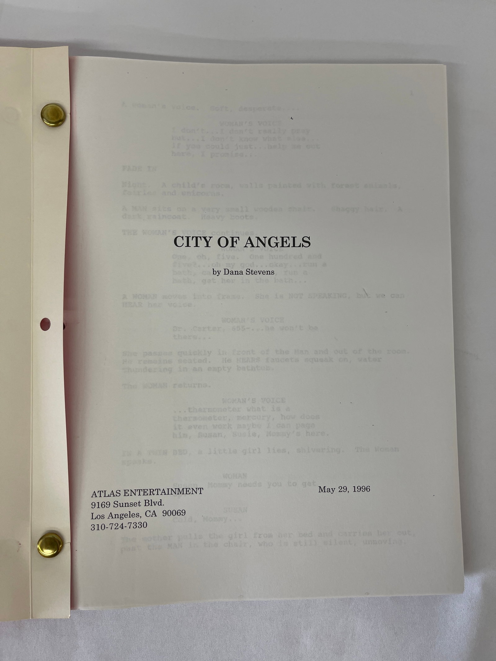 City of Angels 1996 movie script Nicolas Cage Meg Ryan: City of Angels 1996 movie script Nicolas Cage Meg Ryan