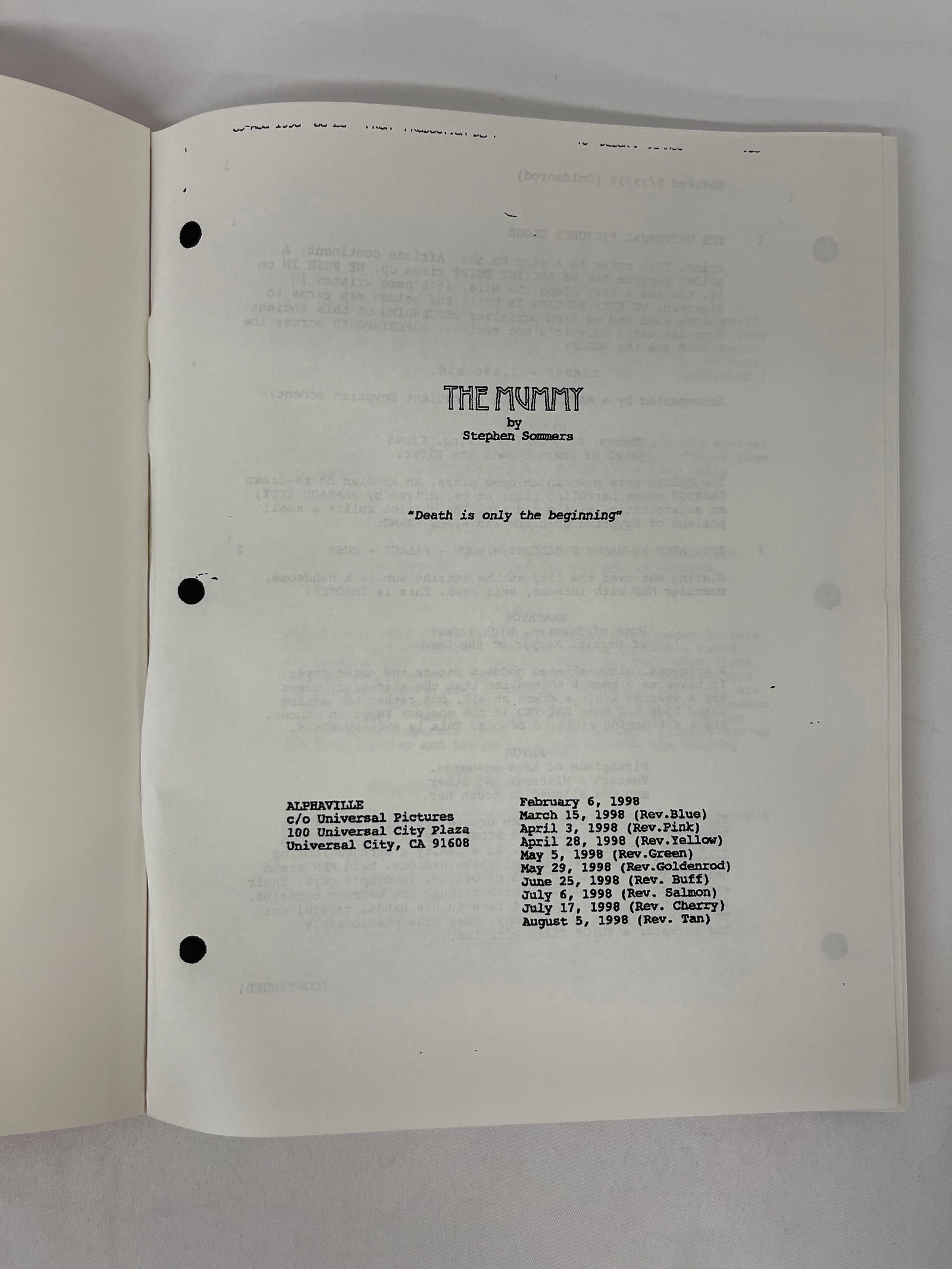 The Mummy Movie Script Creative Arts Agency CAA (1 of 4)