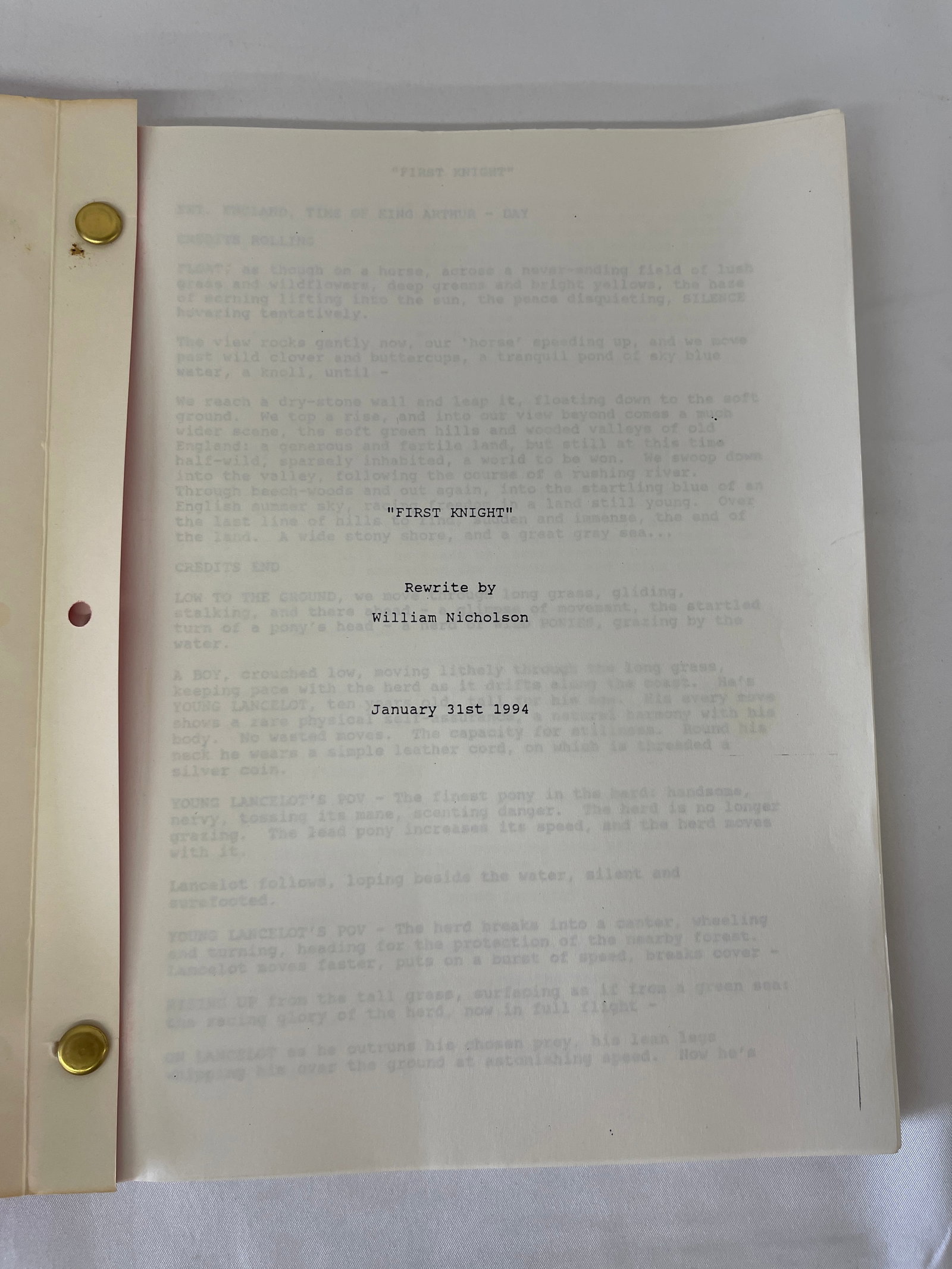 First Knight 1994 Original CAA Screenplay Rewrite by William Nicholson (1 of 4)