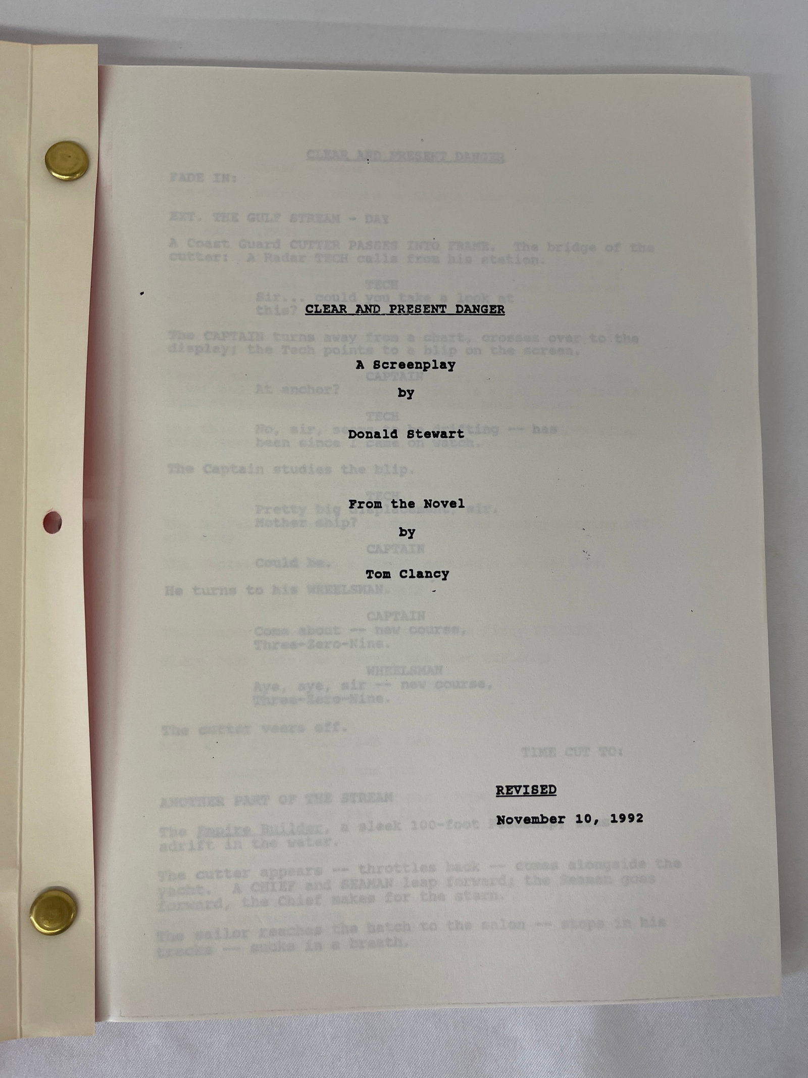 Clear and Present Danger Original CAA Screenplay Script Tom Clancy 1992 Revised: Clear and Present Danger Original CAA Screenplay Script Tom Clancy 1992 Revised