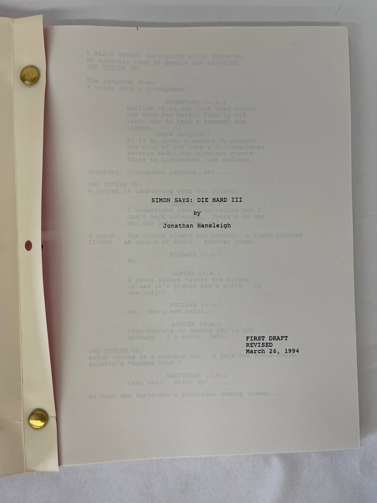 Die Hard With a Vengeance Bruce Willis movie script: Die Hard With a Vengeance Bruce Willis movie script