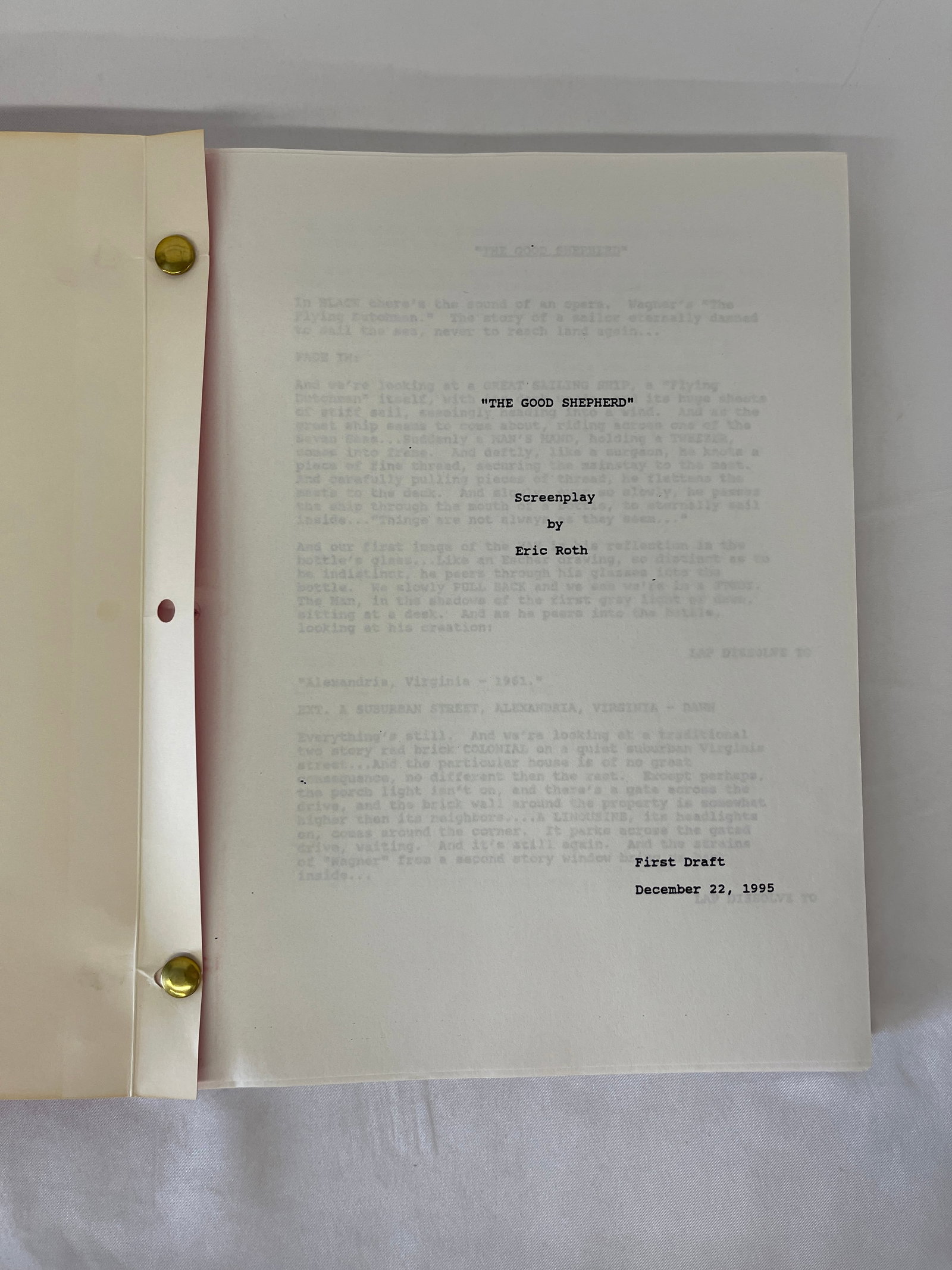 The Good Shepherd Eric Roth First Draft Screenplay Dec 22 1995 CAA Covers: The Good Shepherd Eric Roth First Draft Screenplay Dec 22 1995 CAA Covers