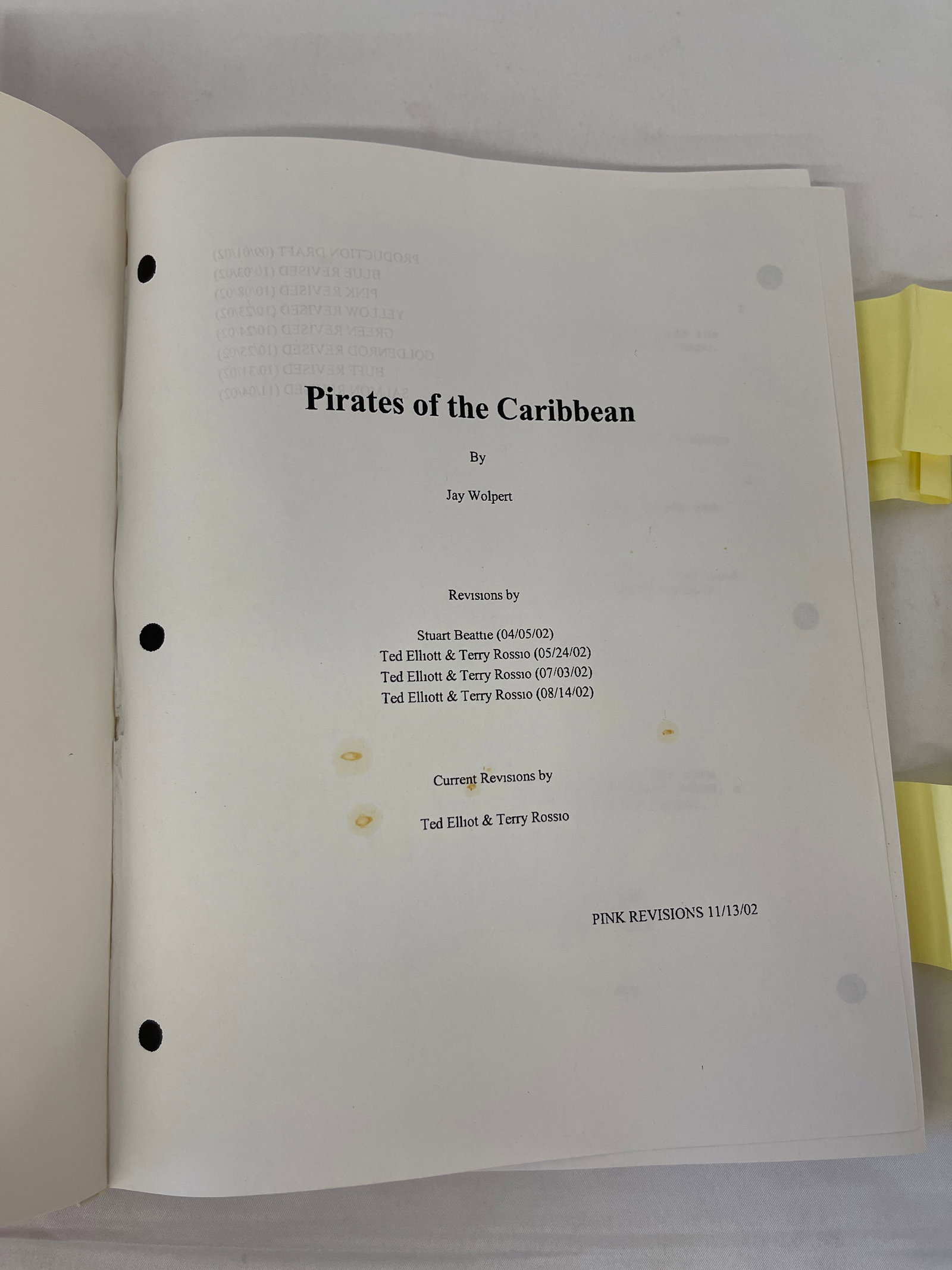 Pirates of the Caribbean Original CAA Screenplay Pink Revisions 11/13/2002 (1 of 8)