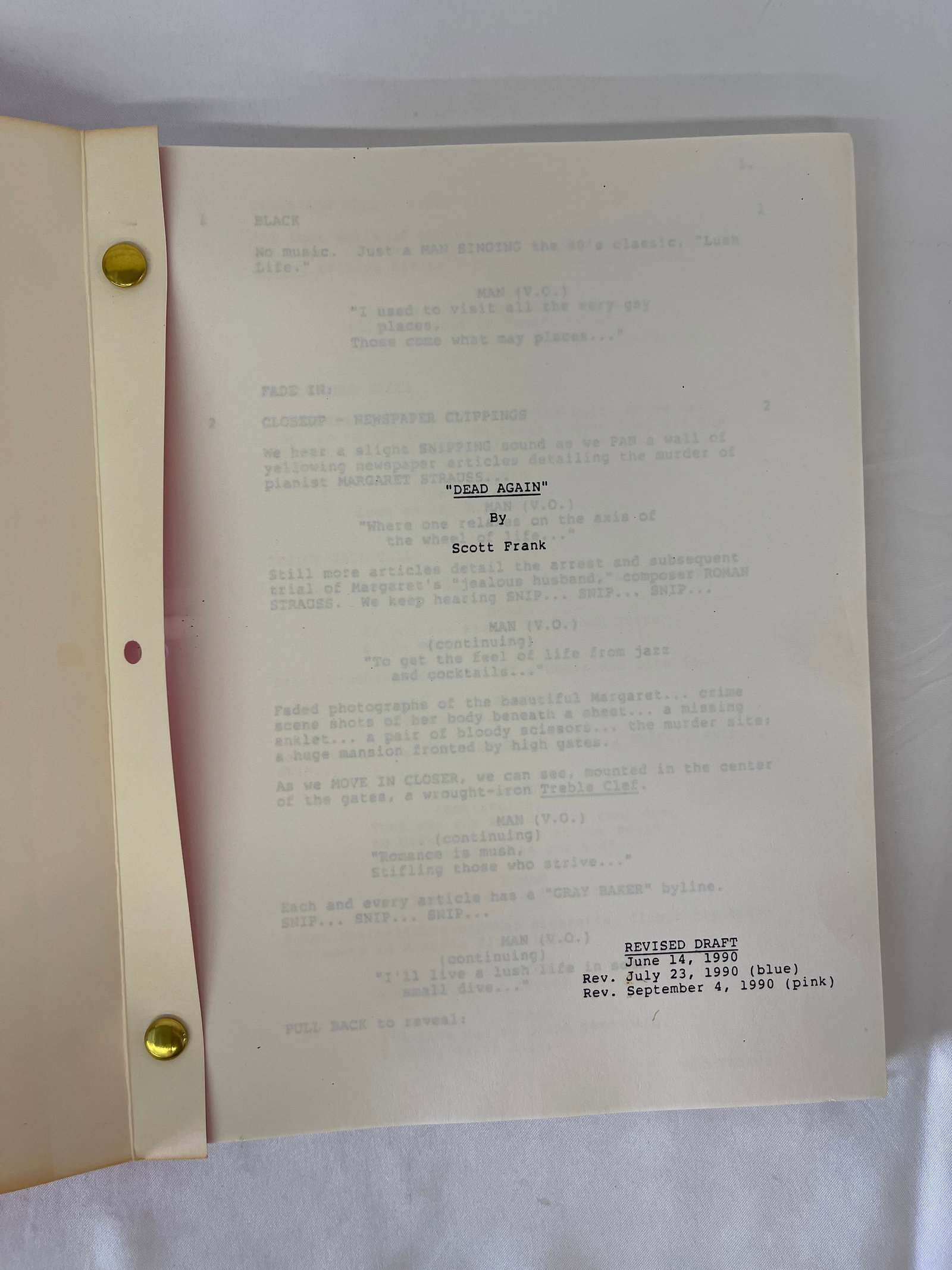 Dead Again 1990 Movie CAA Revised Draft Screenplay Script by Scott Frank: Dead Again 1990 Movie CAA Revised Draft Screenplay Script by Scott Frank
