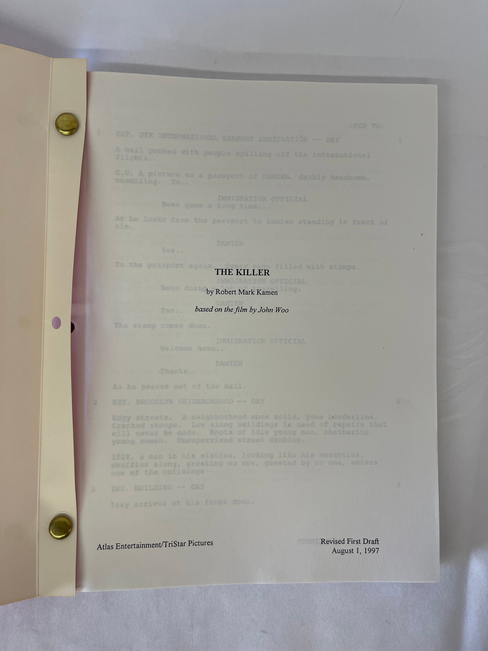 The Killer 1997 Revised First Draft Screenplay by Robert Mark Kamen CAA (1 of 4)