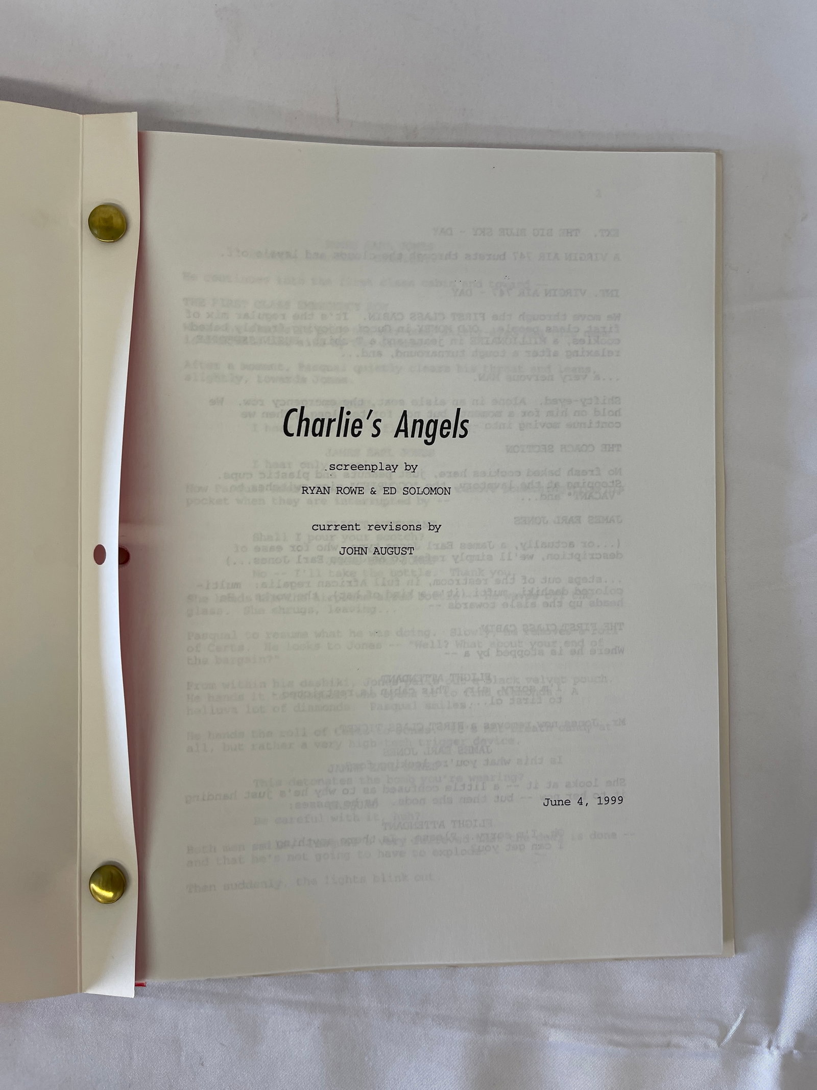 Charlie's Angels 2000 Film Original CAA Screenplay Script John August June 1999 (1 of 3)