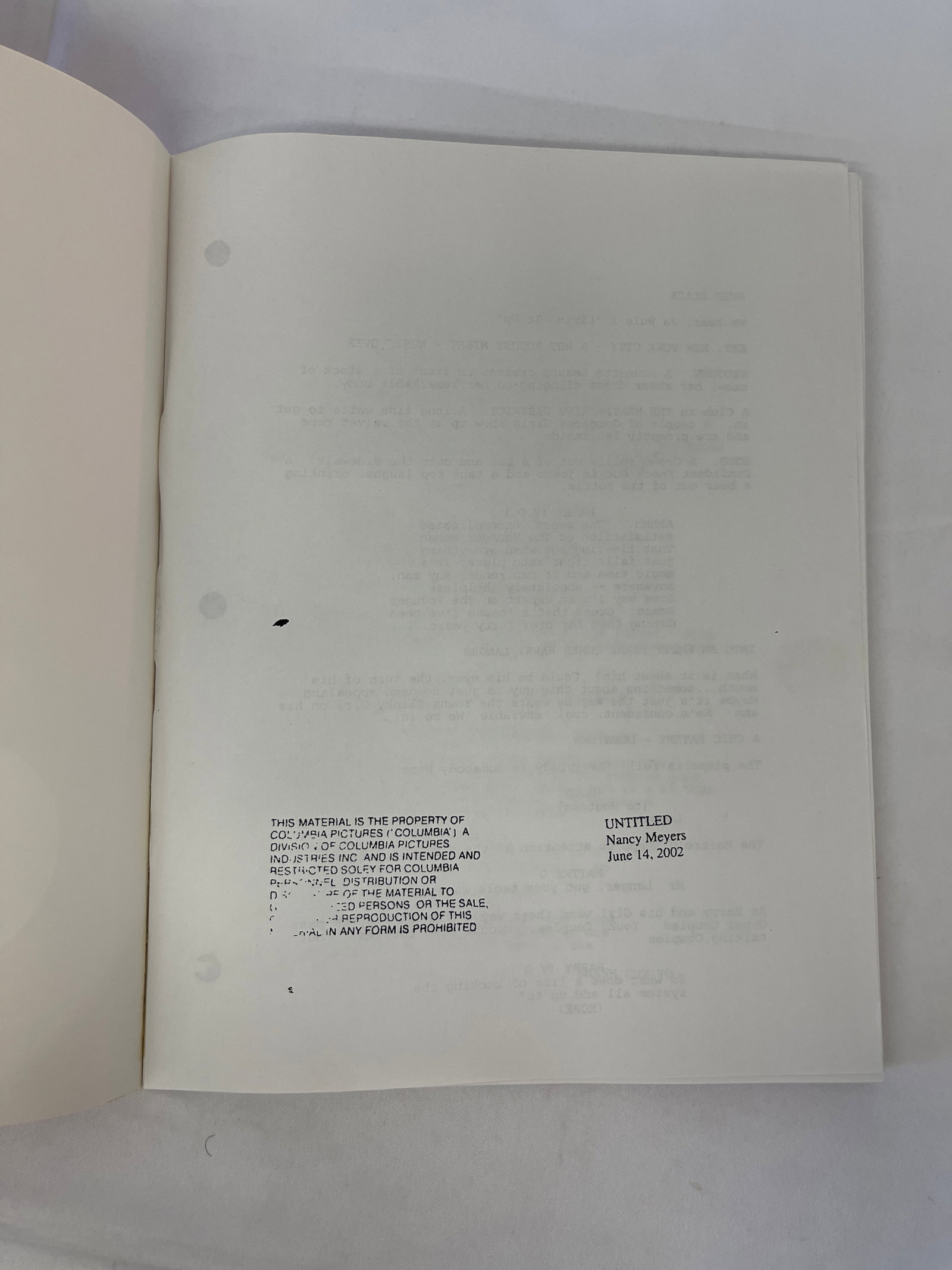 Something's Gotta Give Movie Script Columbia Pictures CAA: Something's Gotta Give Movie Script Columbia Pictures CAA
