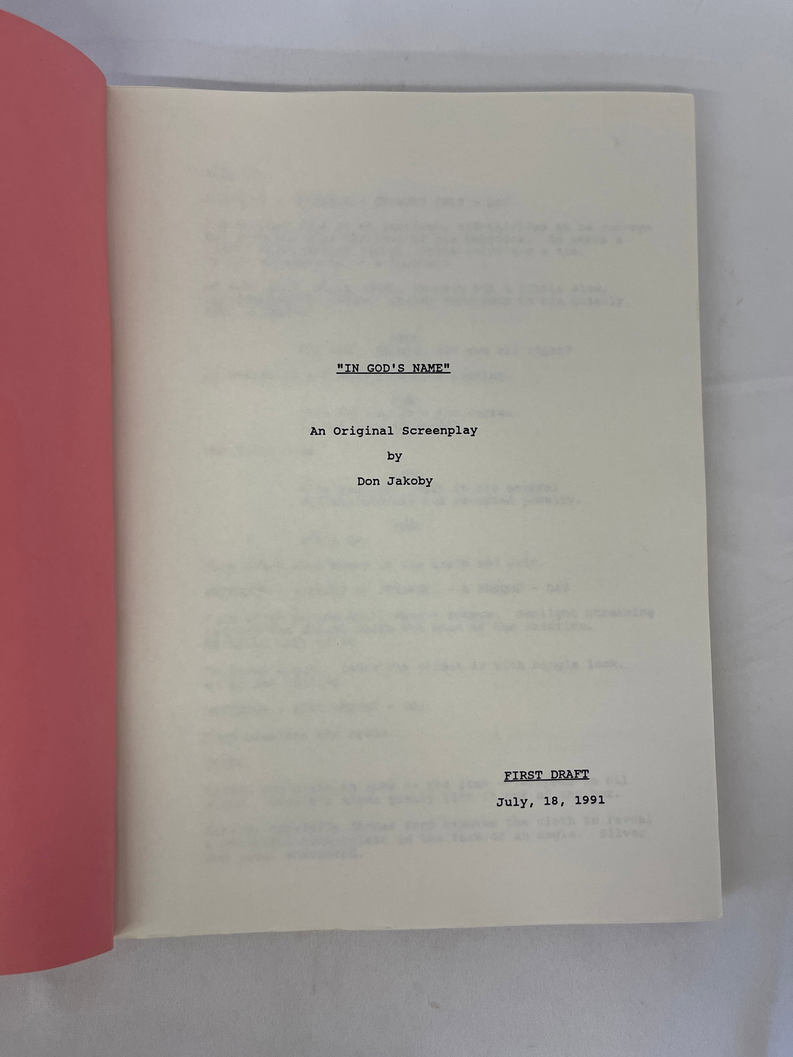 In God's Name Movie Script: In God's Name Movie Script
