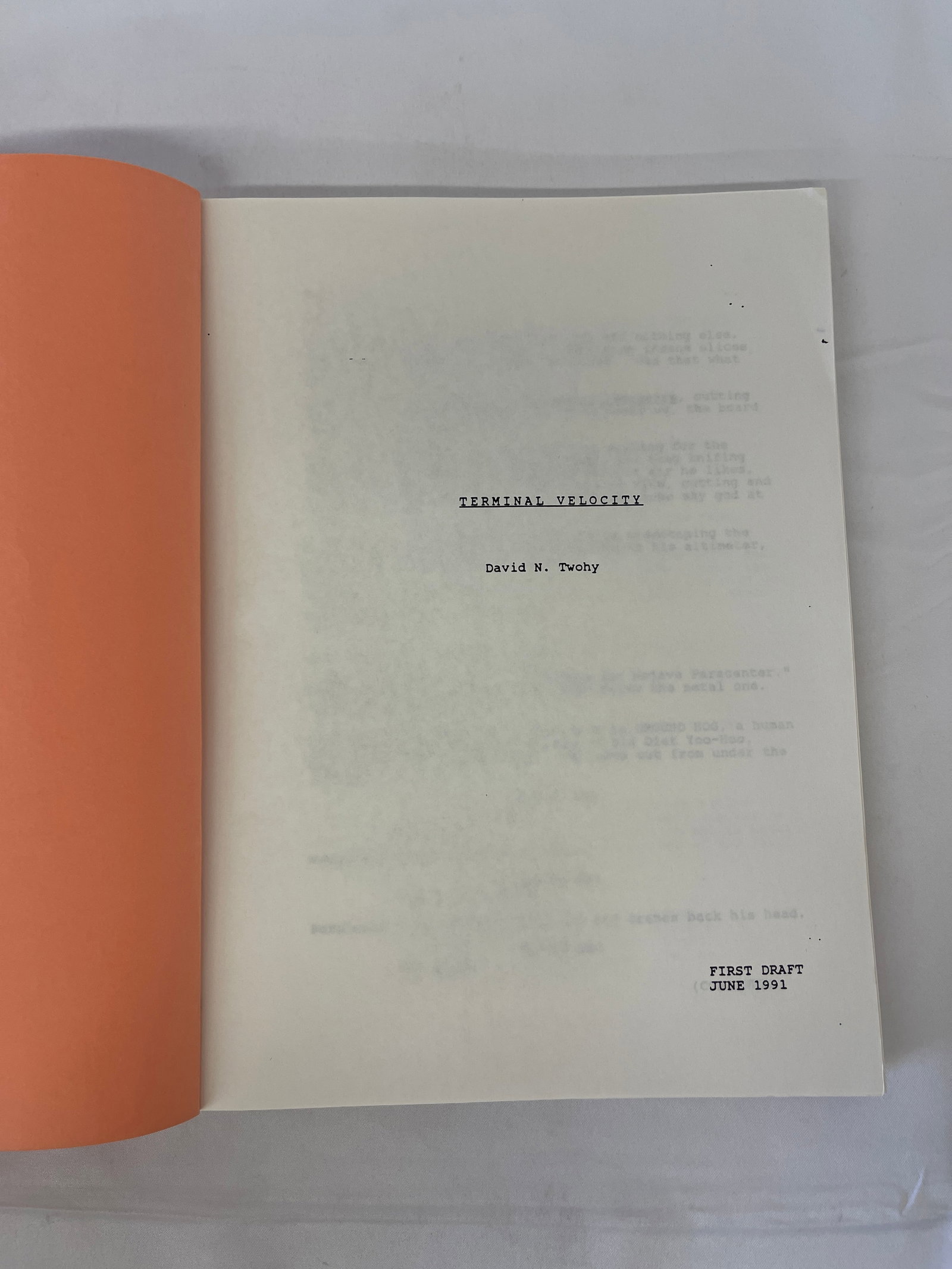 Terminal Velocity Original First Draft Screenplay by David N. Twohy, June 1991 (1 of 4)