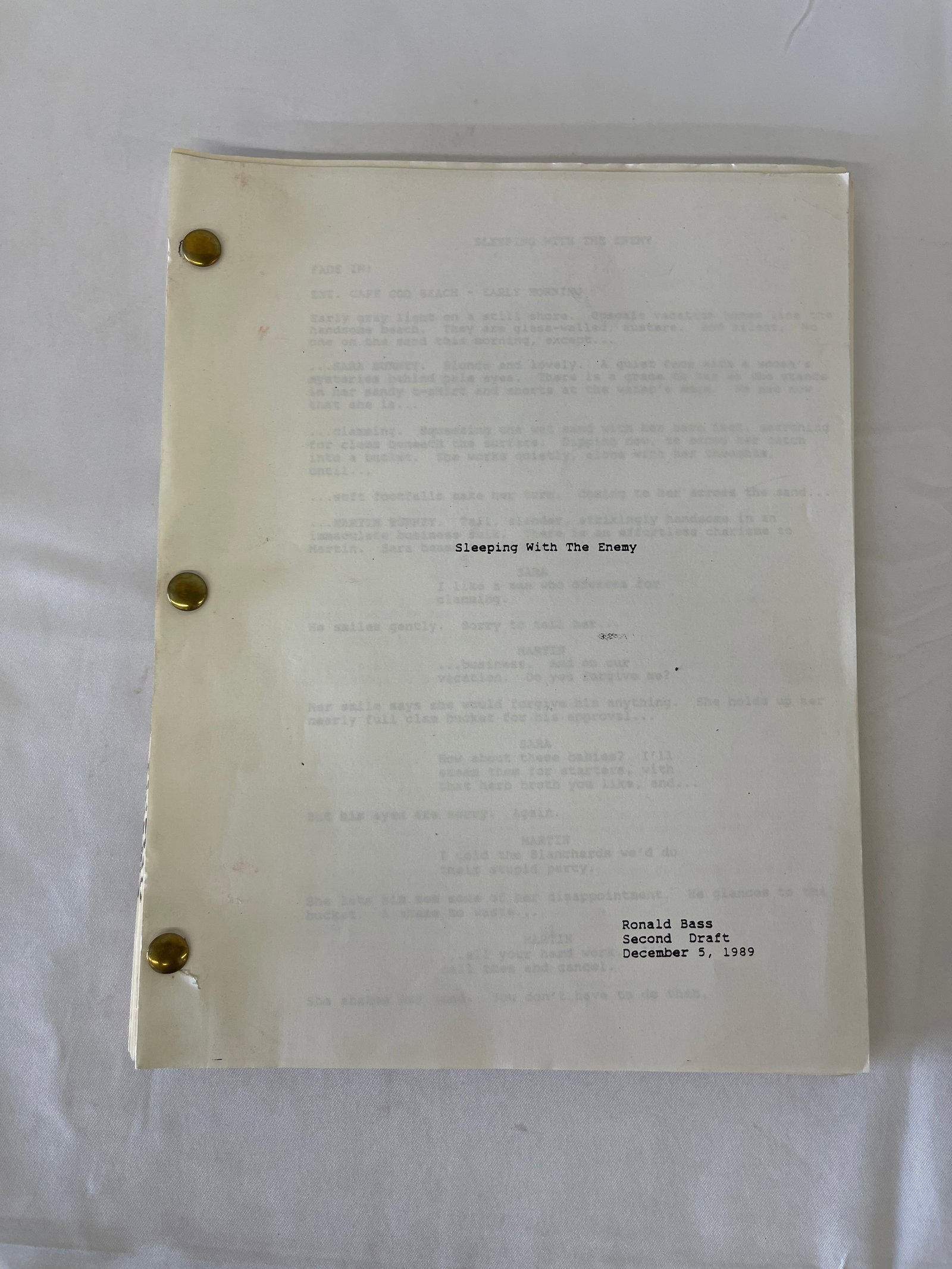 Sleeping With The Enemy Original Second Draft Screenplay Script Ronald Bass 1989: Sleeping With The Enemy Original Second Draft Screenplay Script Ronald Bass 1989