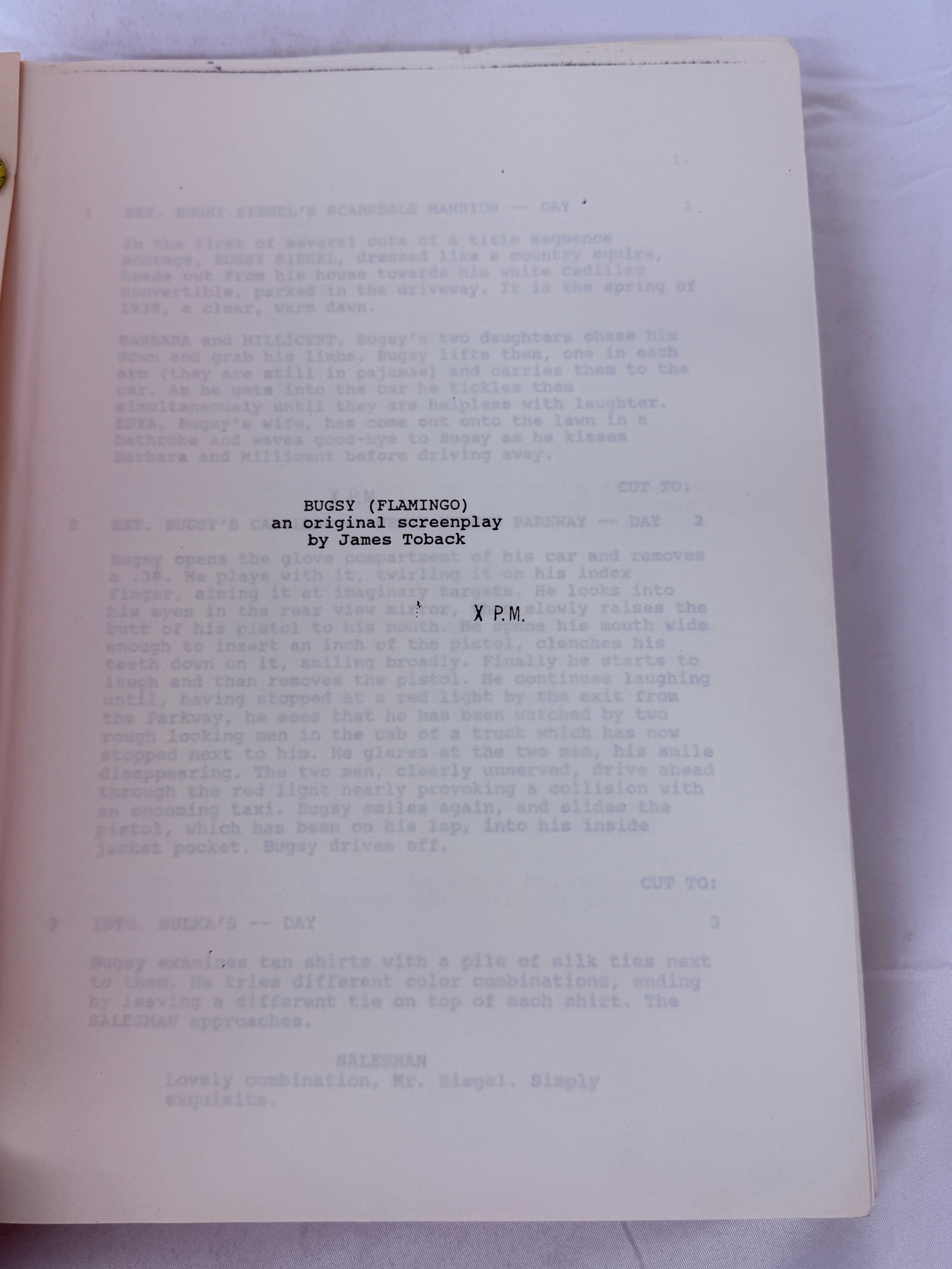 Bugsy Movie Script Warren Beatty Bugsy Siegel Mobster CAA: Bugsy Movie Script Warren Beatty Bugsy Siegel Mobster CAA