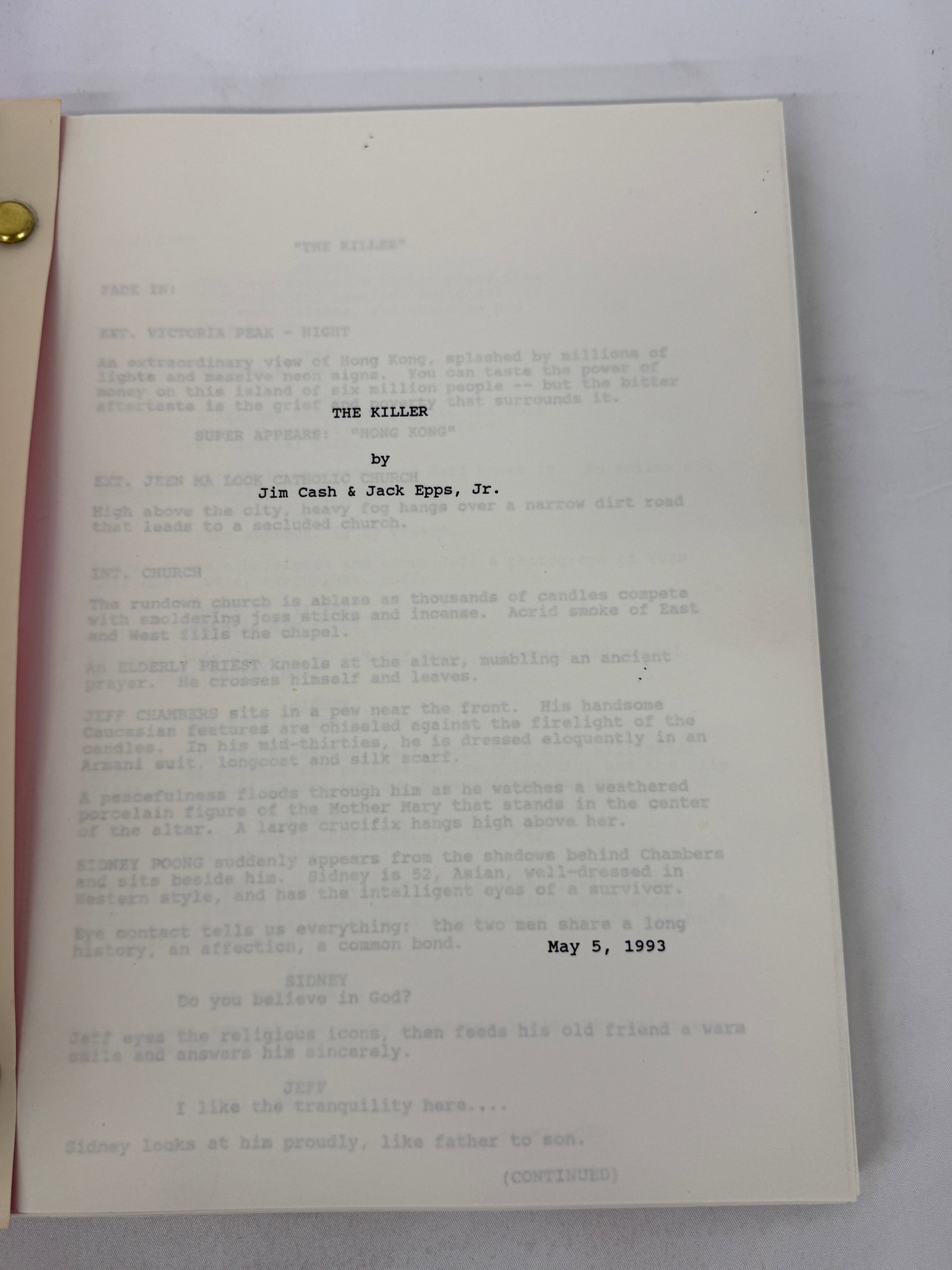 The Killer 1993 Hollywood Screenplay Script by Jim Cash & Jack Epps Jr. CAA (1 of 3)