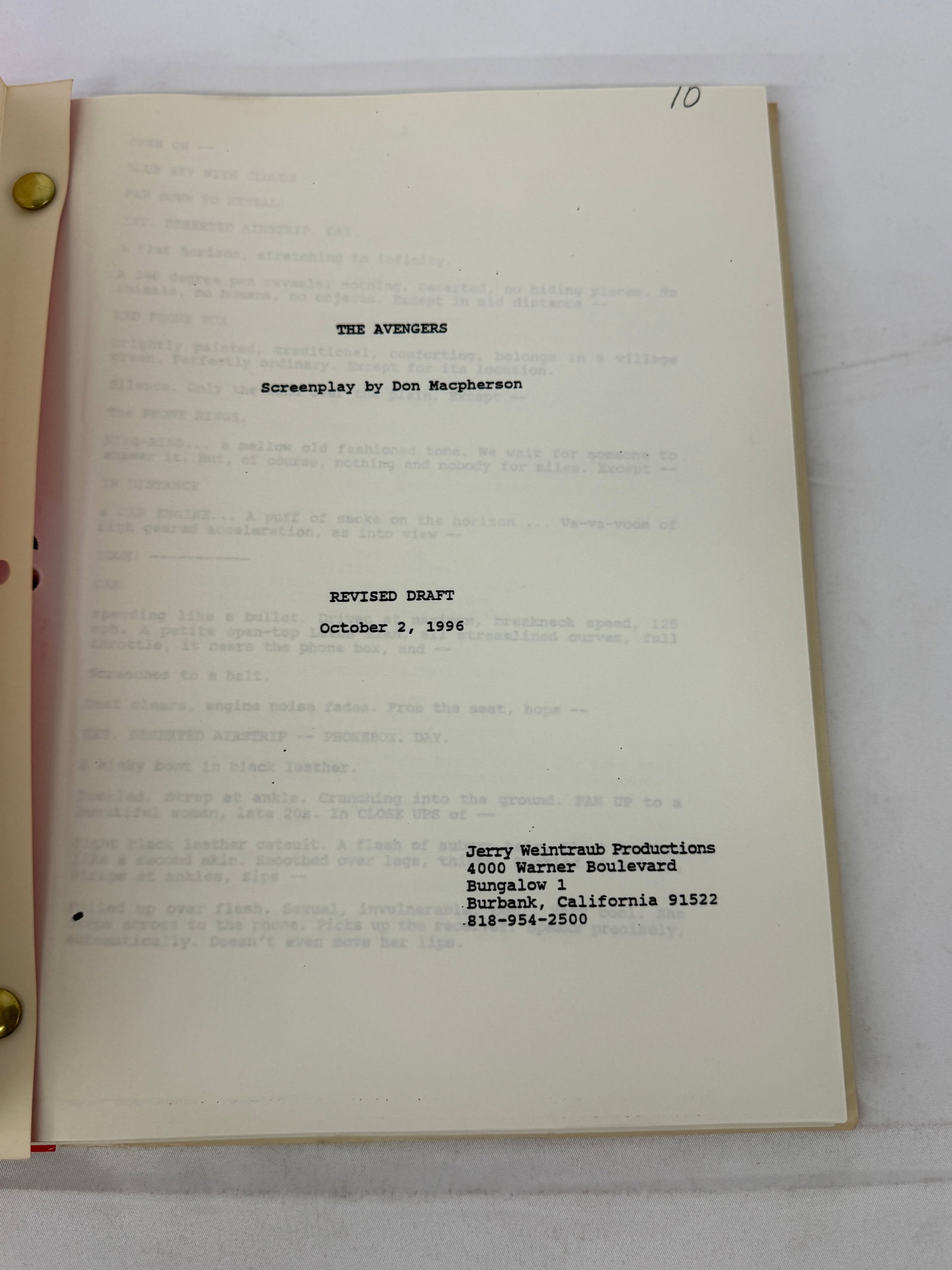 The Avengers 1996 Movie Script Marvel CAA Uma Thurman Sean Connery: The Avengers 1996 Movie Script Marvel CAA Uma Thurman Sean Connery