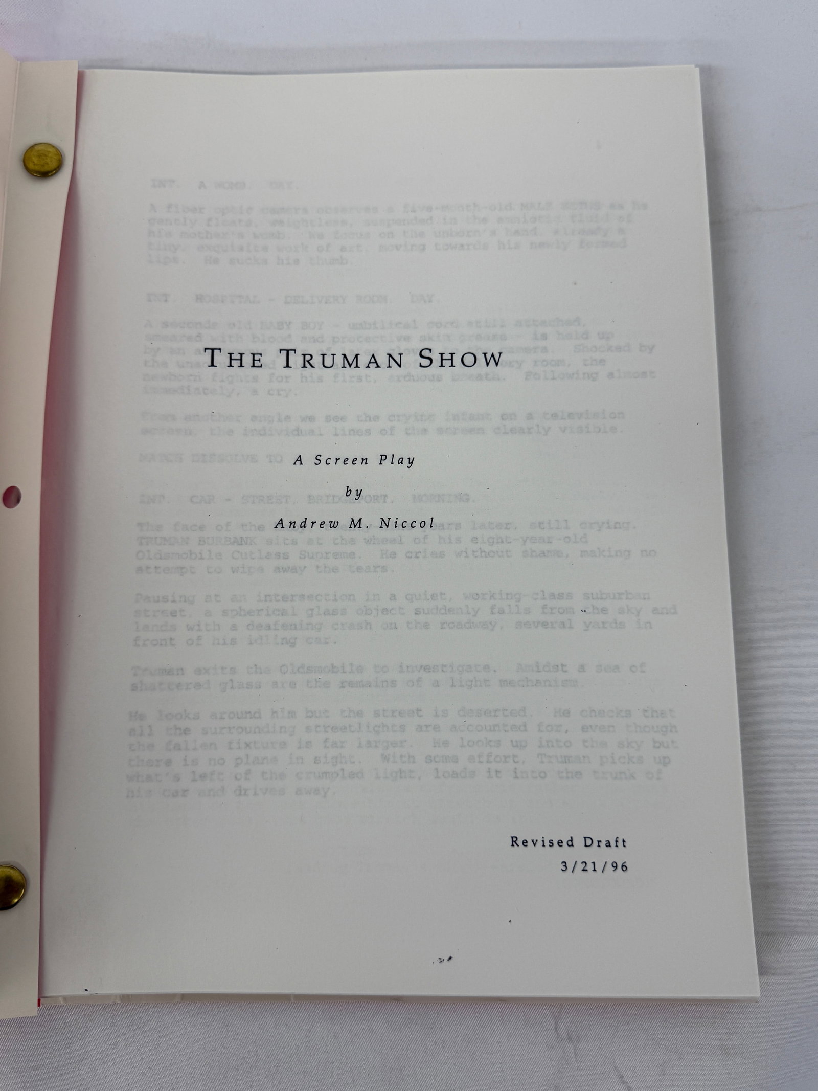 The Truman Show Movie Script Jim Carrey Ed Harris: The Truman Show Movie Script Jim Carrey Ed Harris