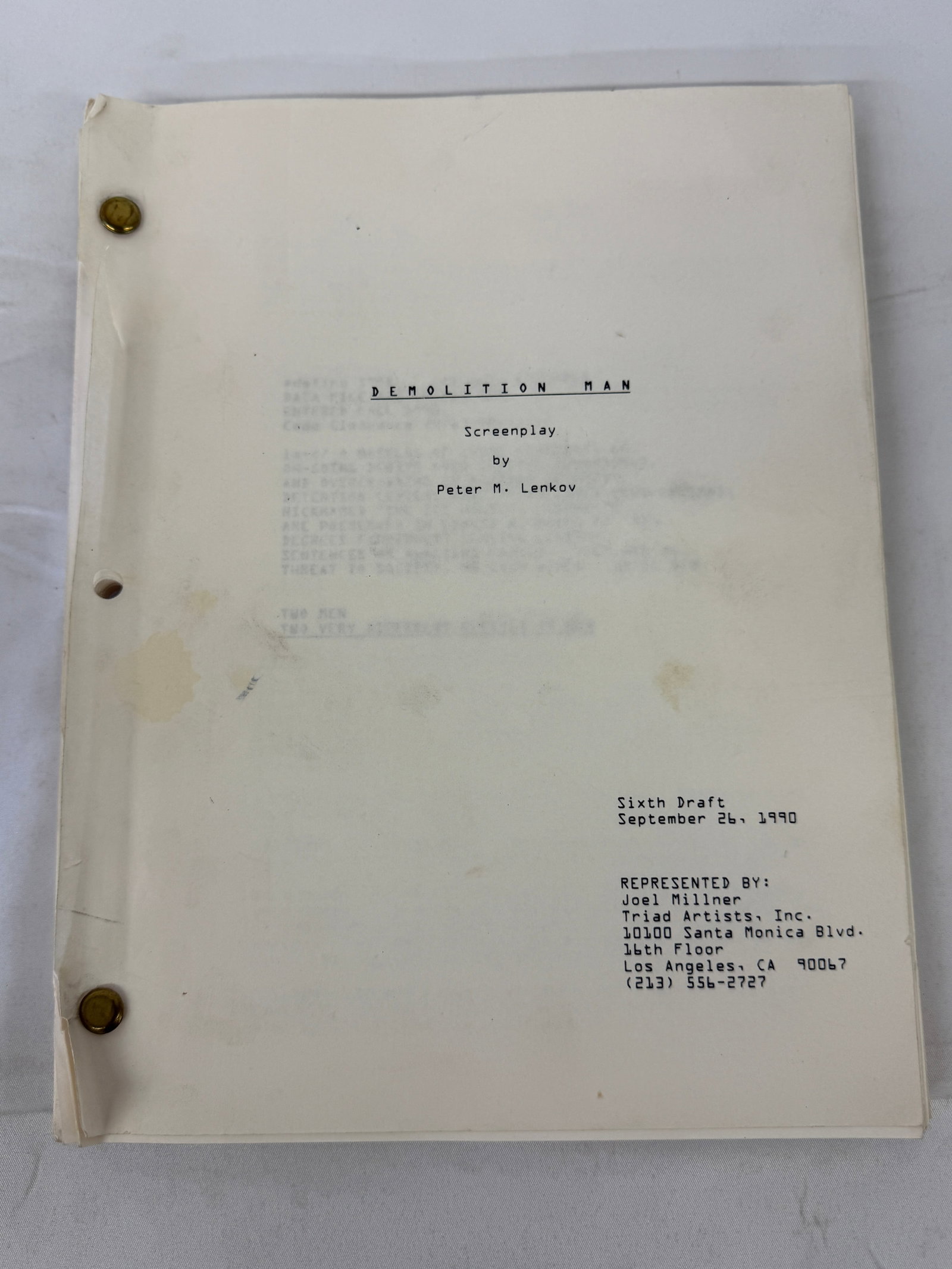 Demolition Man Movie Script Sylvester Stallone (1 of 2)