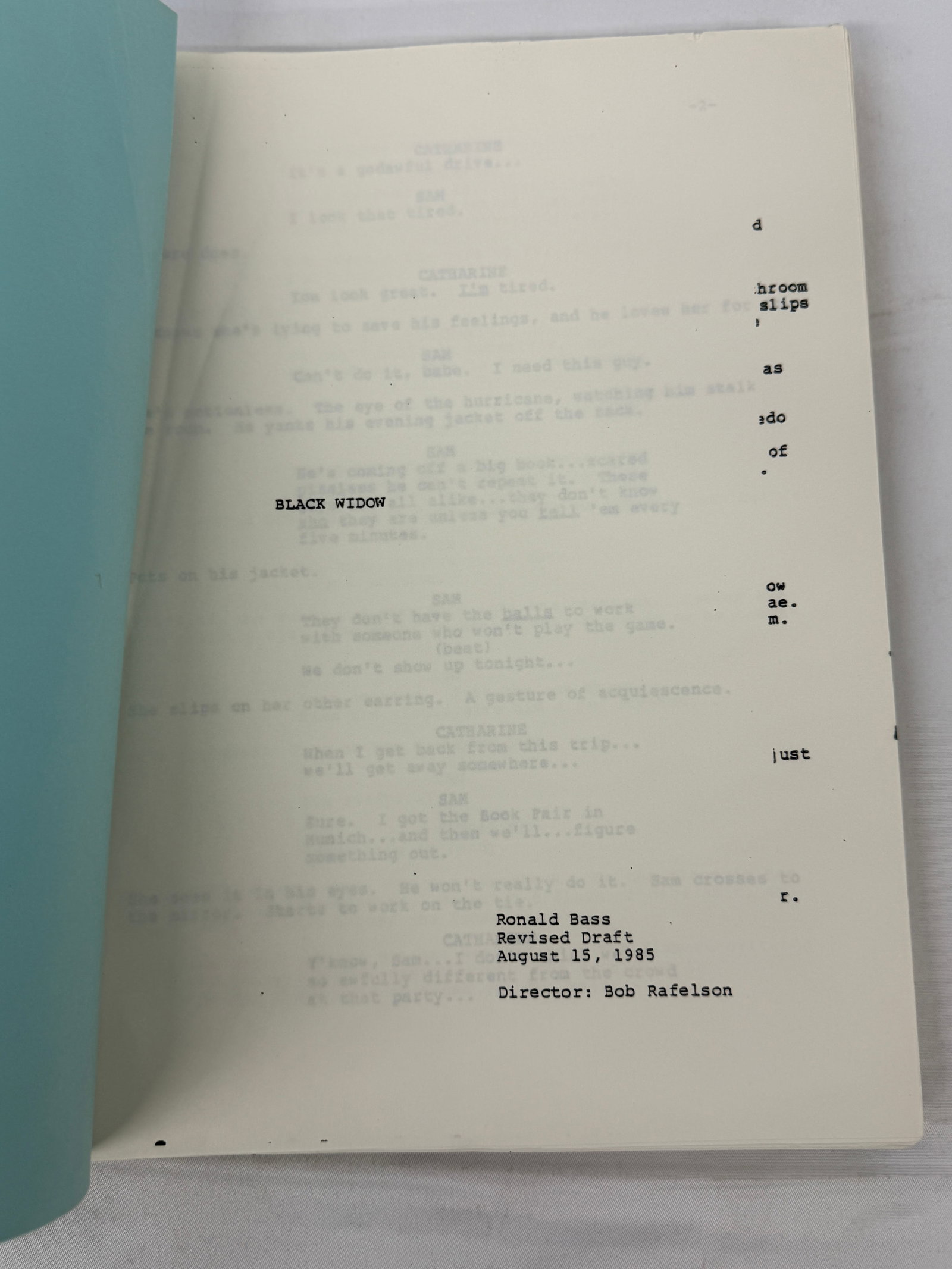 Black Widow 1987 Movie Script Dennis Hopper (1 of 3)