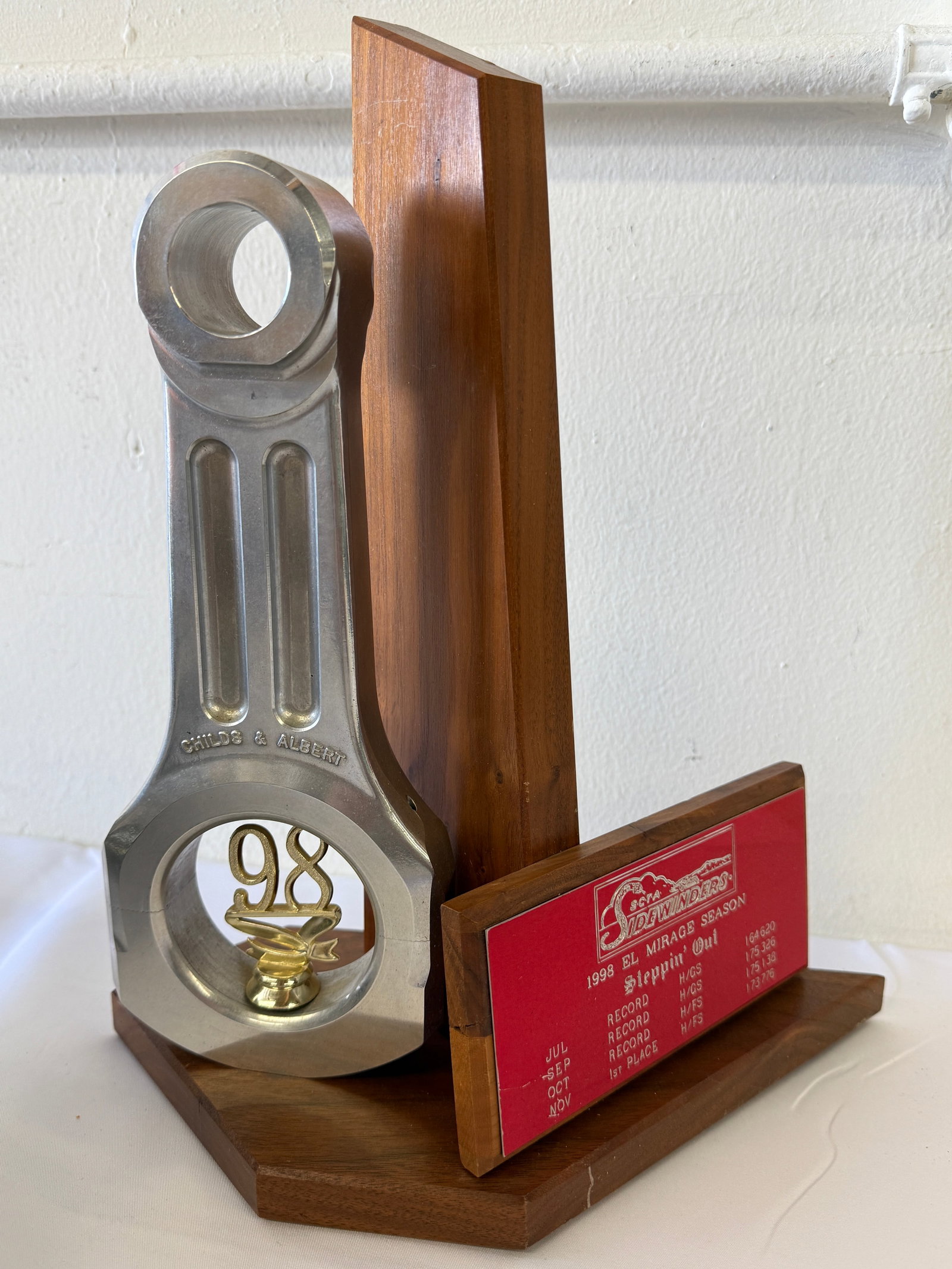 SCTA Sidewinders 1998 El Mirage Land Speed Racing Trophy Connecting Rod Award (1 of 4)
