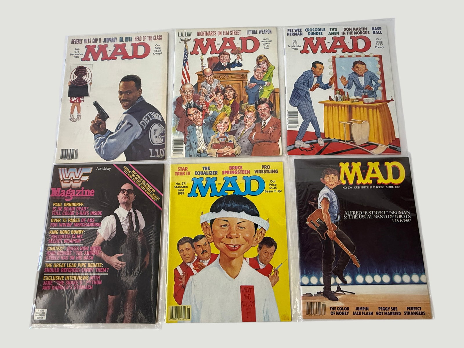 MAD Magazine 1987 Vintage Collection Lot of 6 Issues Plus WWF Magazine (1 of 2)