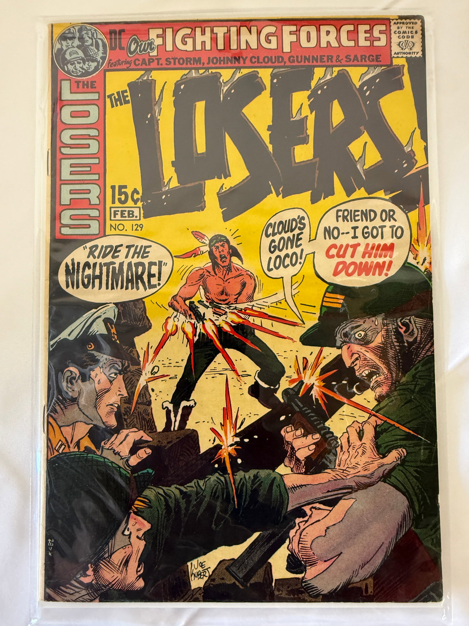 DC Our Fighting Forces #129 The Losers Comic Book Joe Kubert Cover Art 1971 (1 of 2)