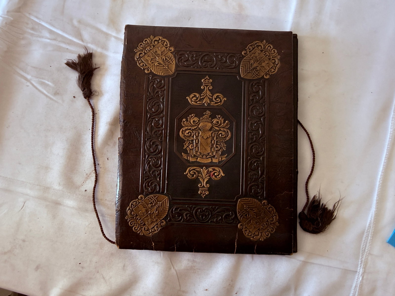 Antique Embossed Leather Photo Album with 1930s-1940s Family Snapshot Photographs (1 of 4)