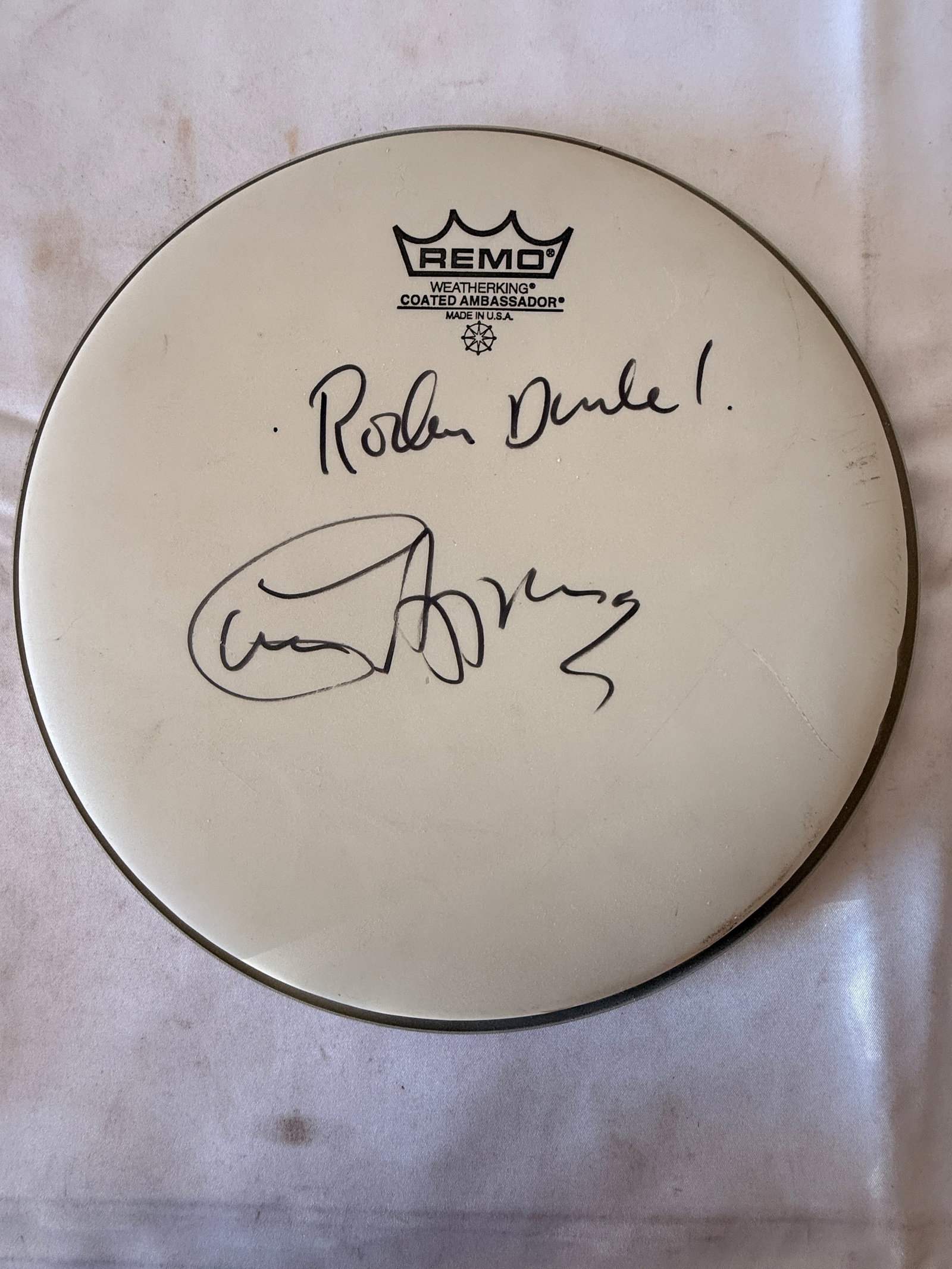 Roger Daltrey The Who Signed Remo Weatherking Coated Ambassador Drumhead (1 of 3)