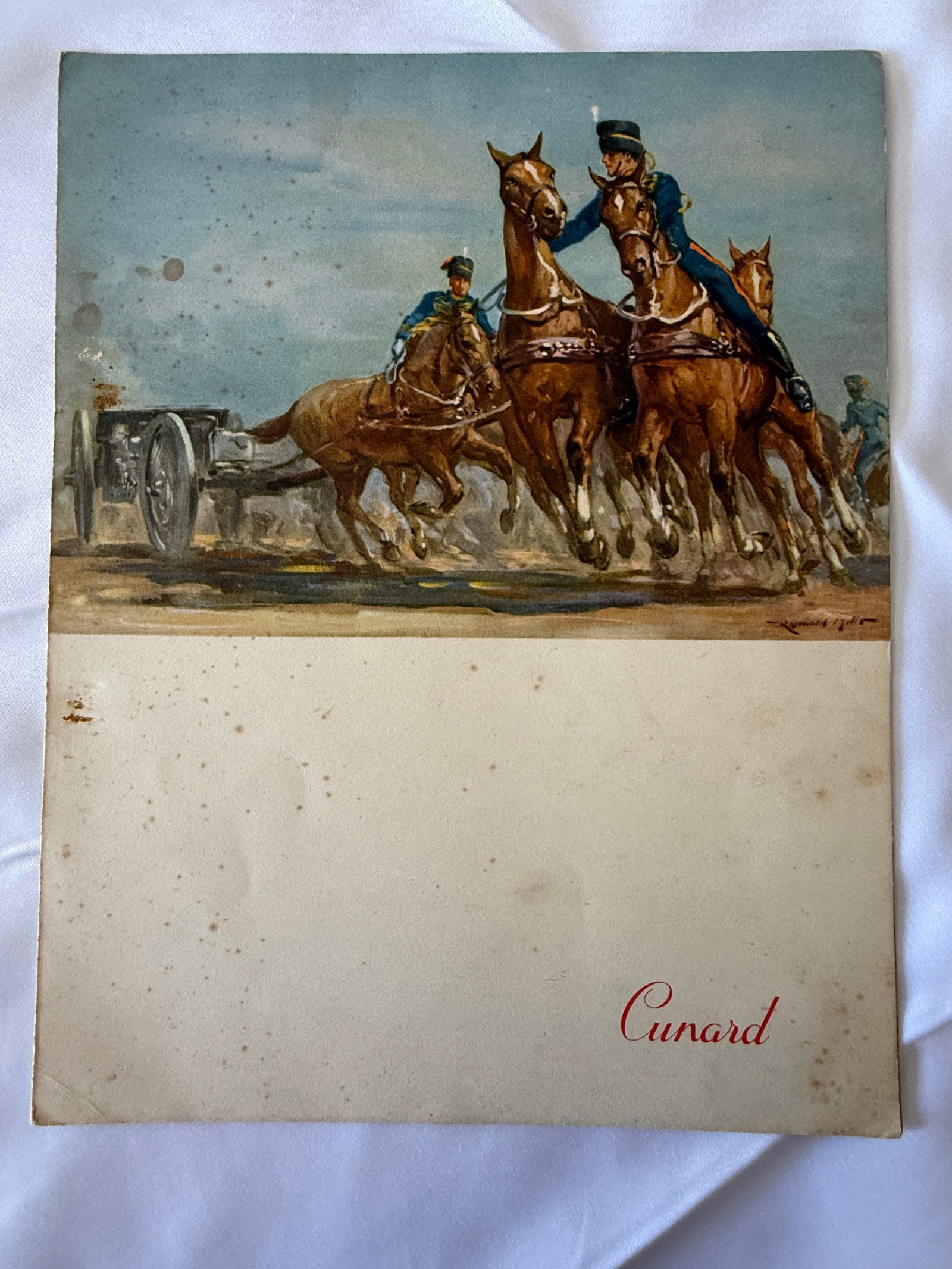 Cunard RMS Mauretania Original Dinner Menu Sunday June 24 1956 Royal Horse Artillery (1 of 3)