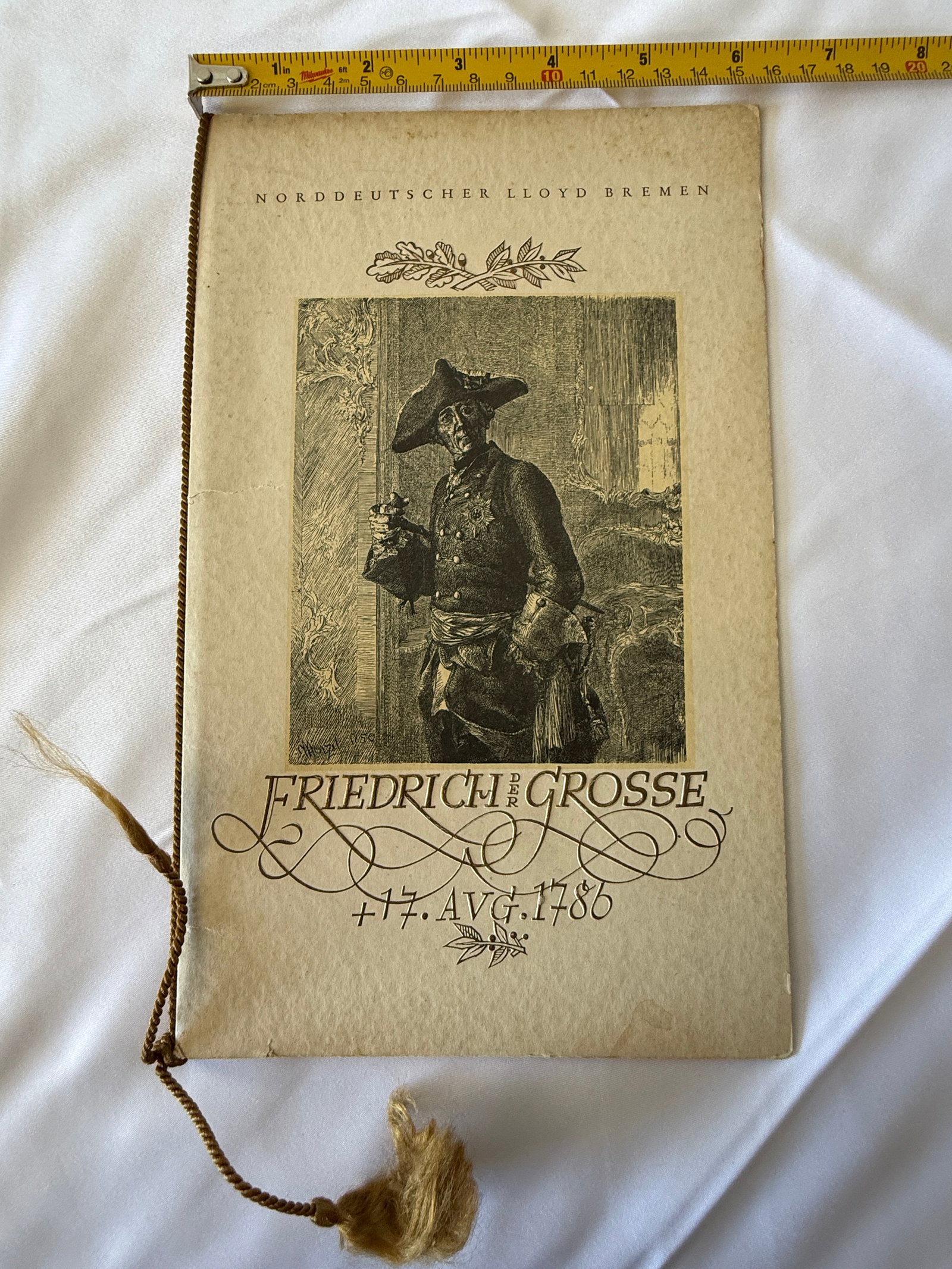 SS Columbus Norddeutscher Lloyd Bremen Dinner Menu Frederick the Great 1936 (1 of 3)