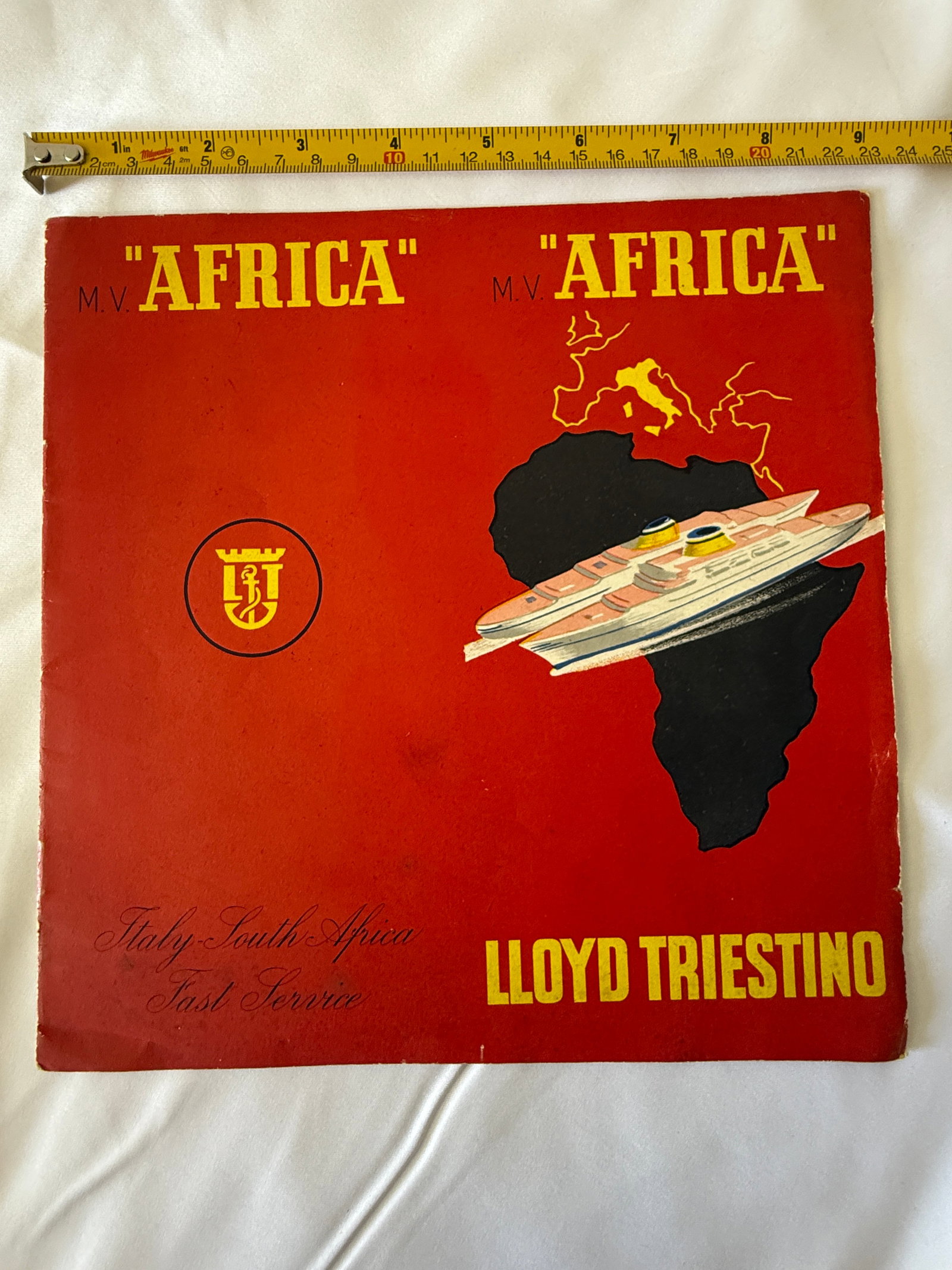 Lloyd Triestino M.V. Africa Italy-South Africa Cruise Ship Brochure c.1952 (1 of 4)