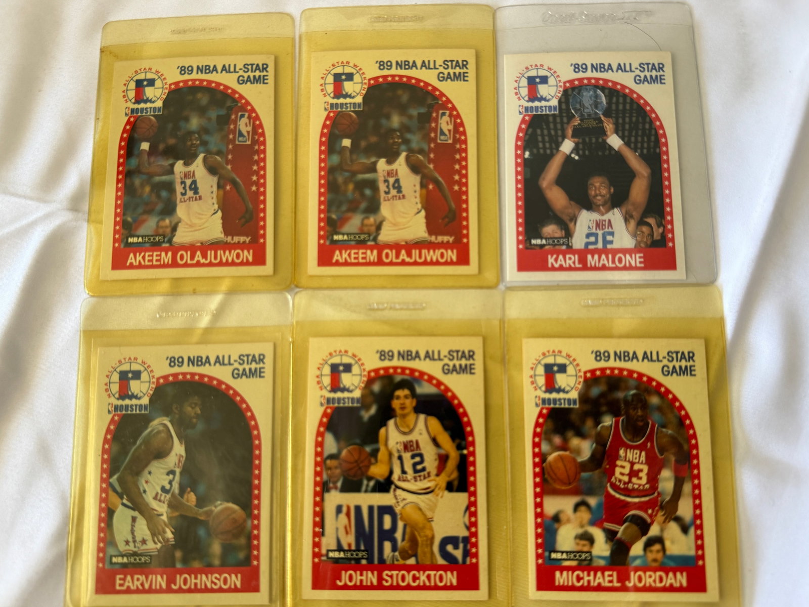 1989 NBA Hoops All-Star Game Cards Jordan Malone Magic Stockton Olajuwon x6 (1 of 2)