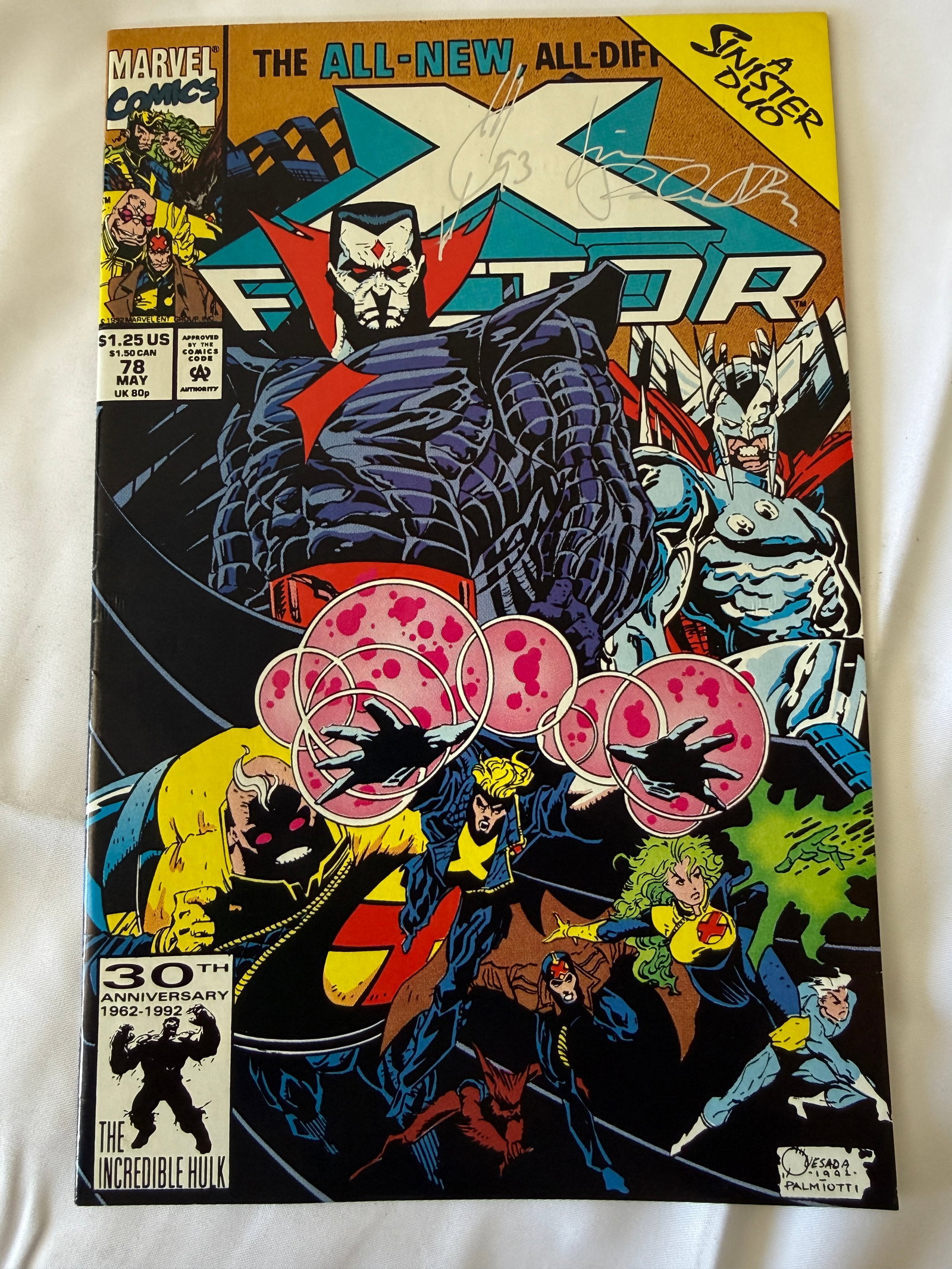 X-Factor #78 Marvel Comics 1992 Signed Cover A Sinister Duo Kesada Palmiotti (1 of 3)