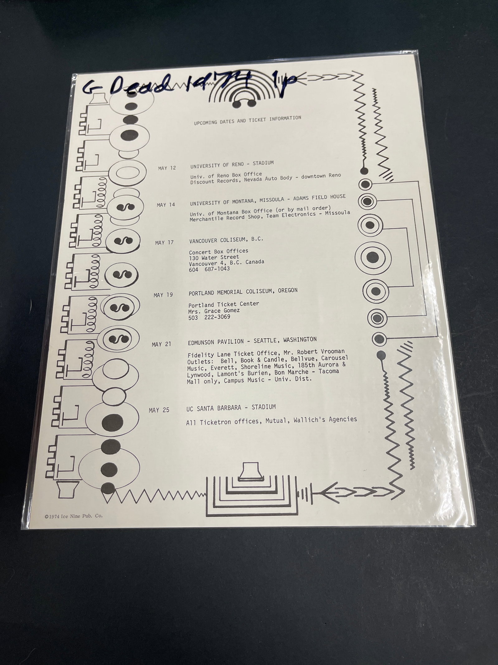Grateful Dead 1974 Fan Club Mailer Tour Dates Flyer Signed Dead Heads Original (1 of 2)