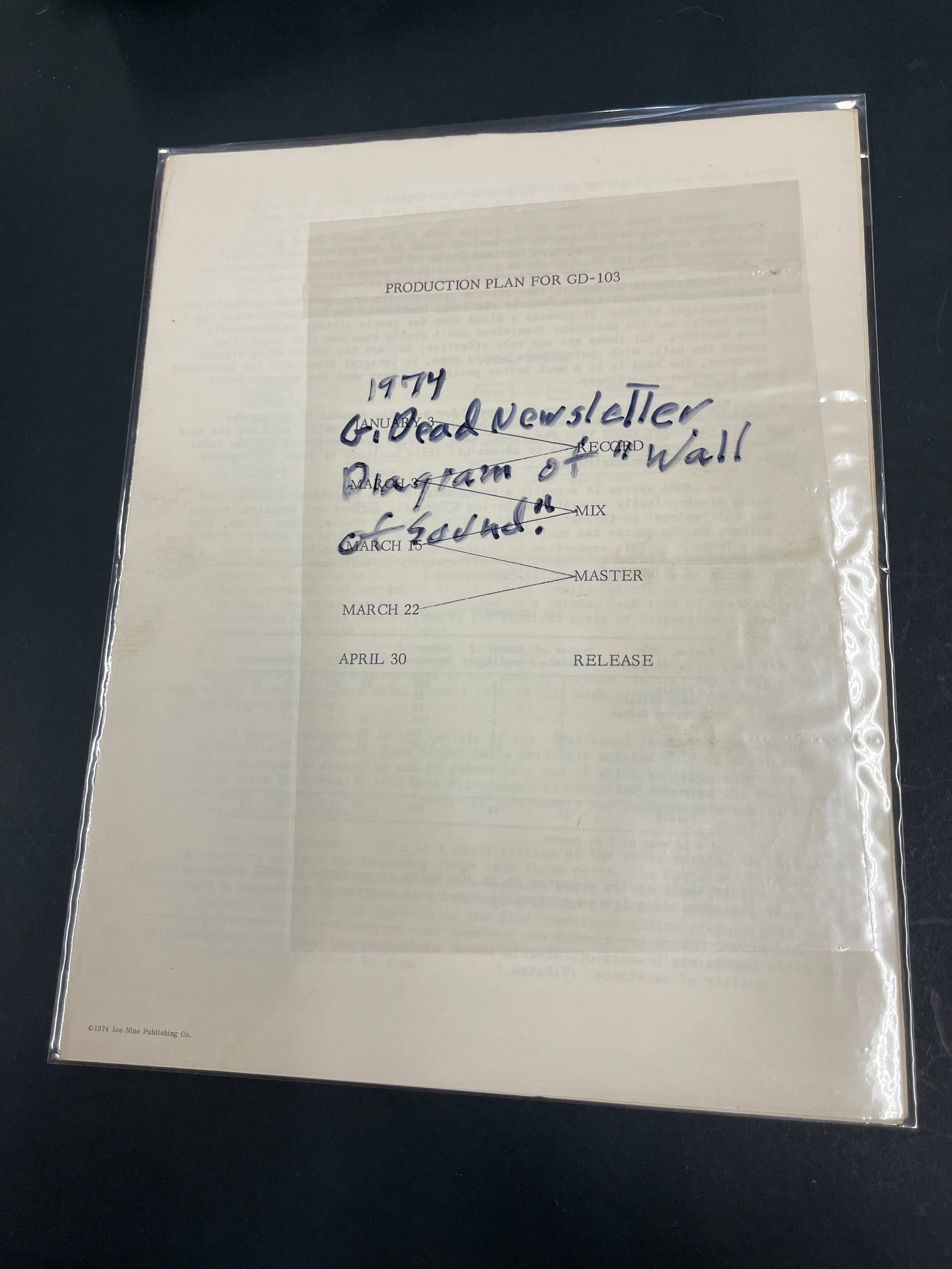 Grateful Dead 1974 GD-103 Production Plan & Dead Heads Newsletter Original (1 of 2)