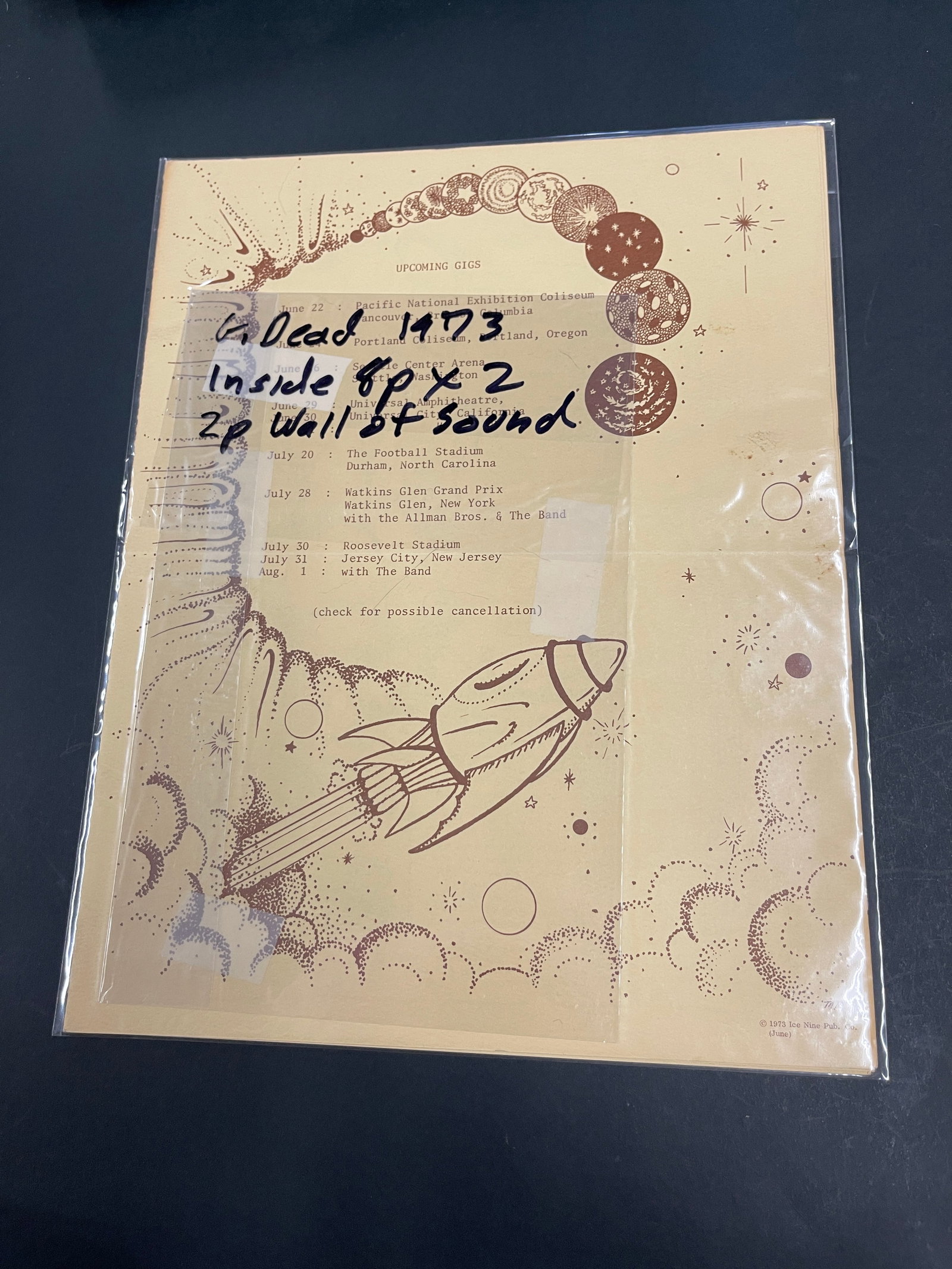 Grateful Dead 1973 Dead Heads Fan Club Newsletter Mailer Wall of Sound (1 of 2)