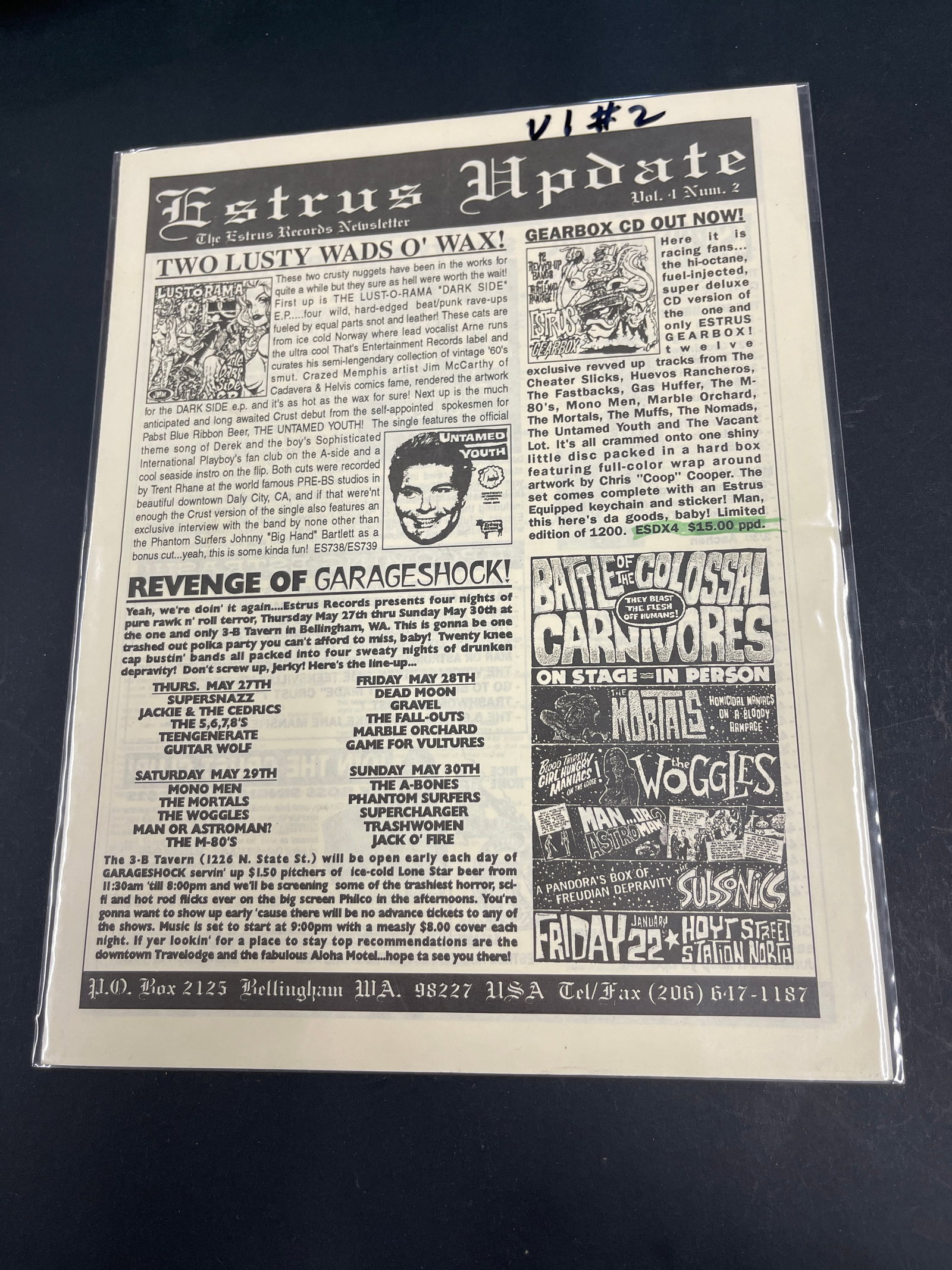 Estrus Records Newsletter Vol.1 No.2 GarageShock Punk Zine Bellingham WA (1 of 2)