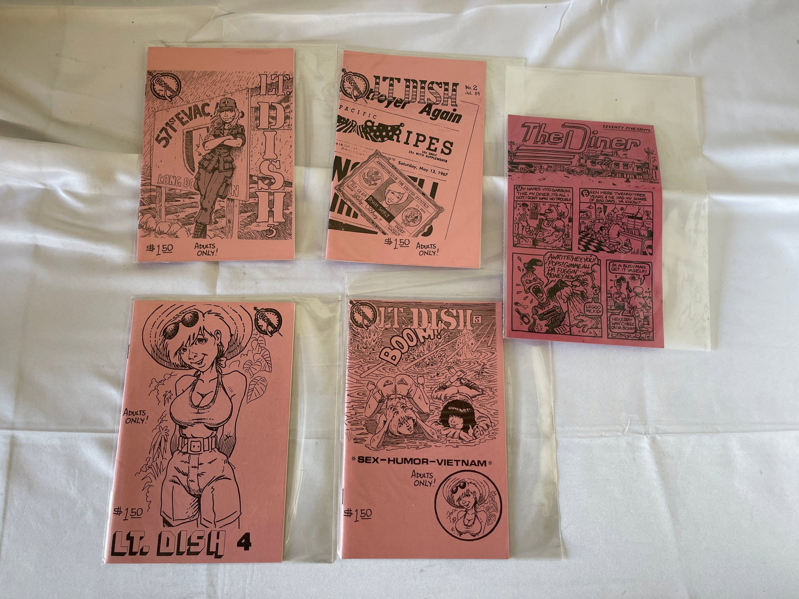 Lt. Dish Underground Comix Mini-Comics Vietnam War Adult Humor Zines #2-5 Lot (1 of 2)
