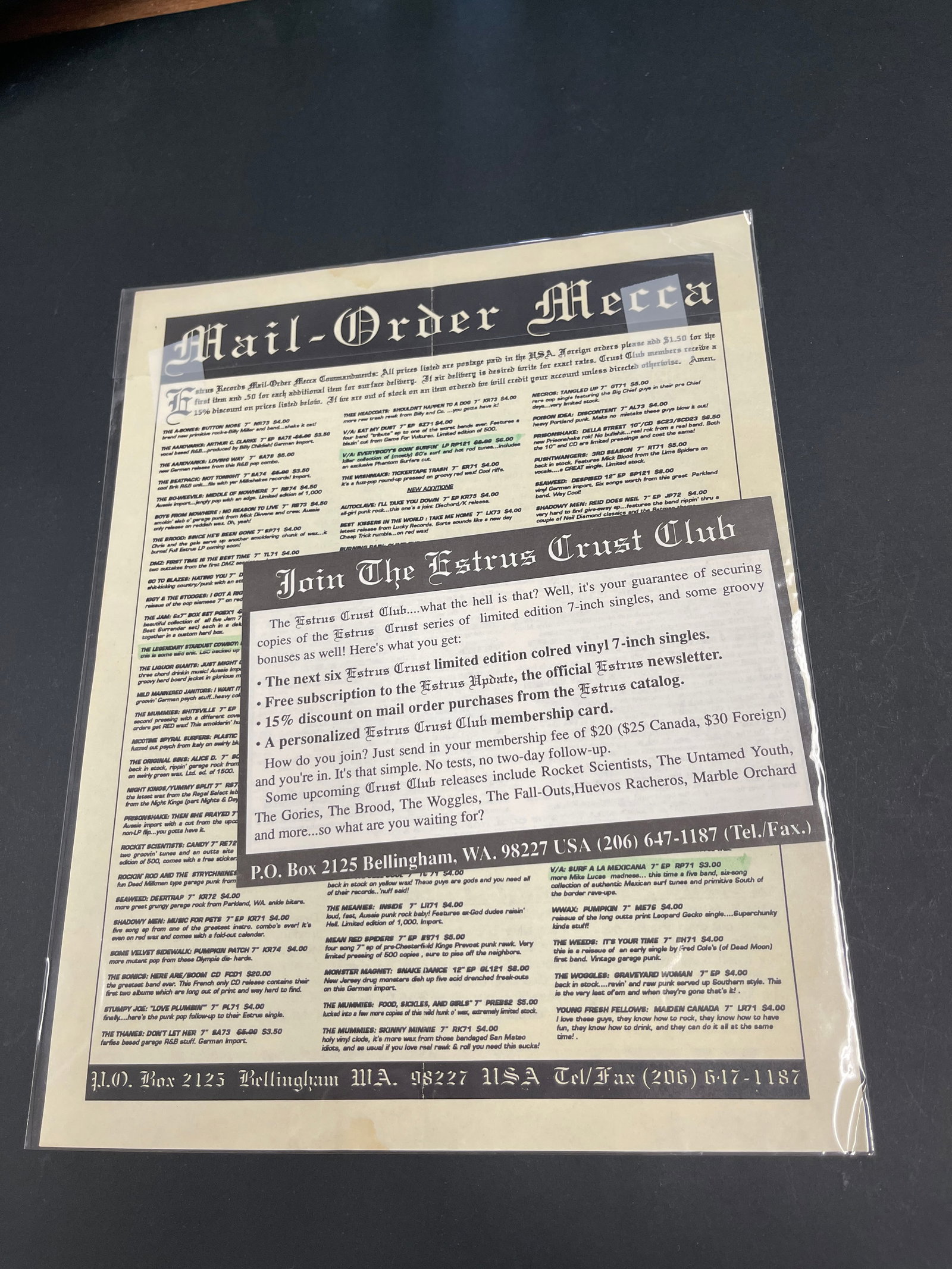 Estrus Records Mail-Order Mecca Catalog & Estrus Update Newsletter Vol.2 No.6 (1 of 2)
