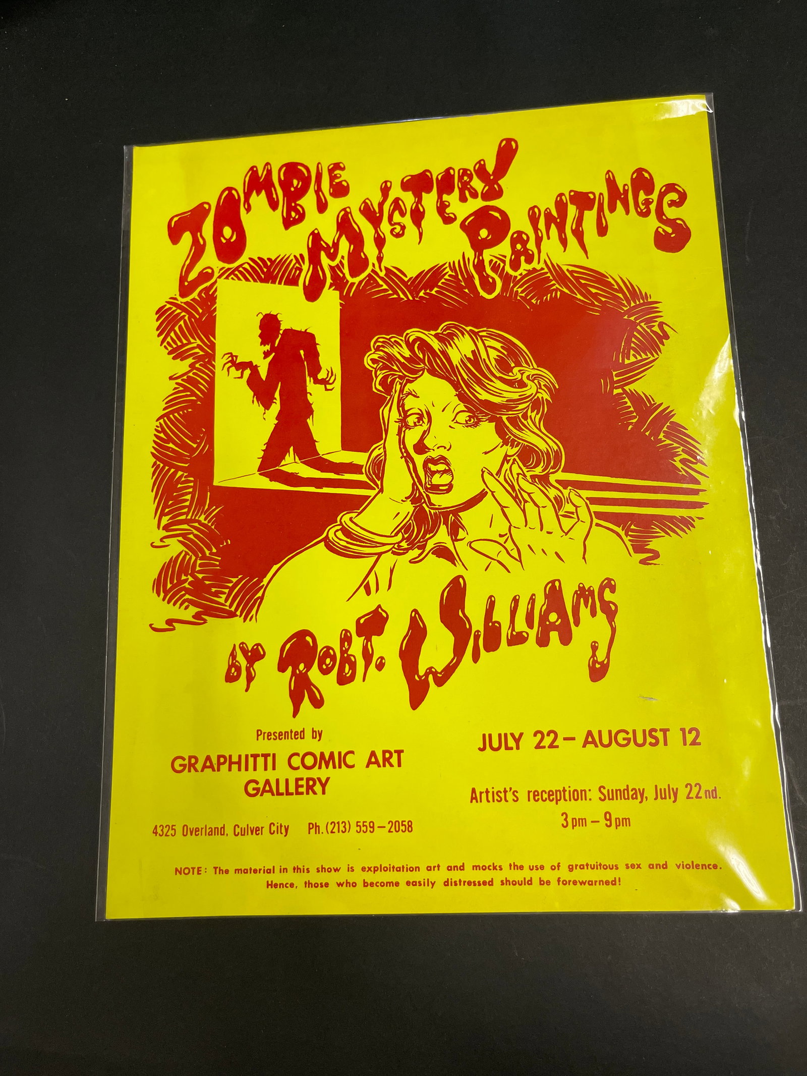 Rob Williams Zombie Mystery Paintings Graphitti Comic Art Gallery Flyer 1984: Rob Williams Zombie Mystery Paintings Graphitti Comic Art Gallery Flyer 1984