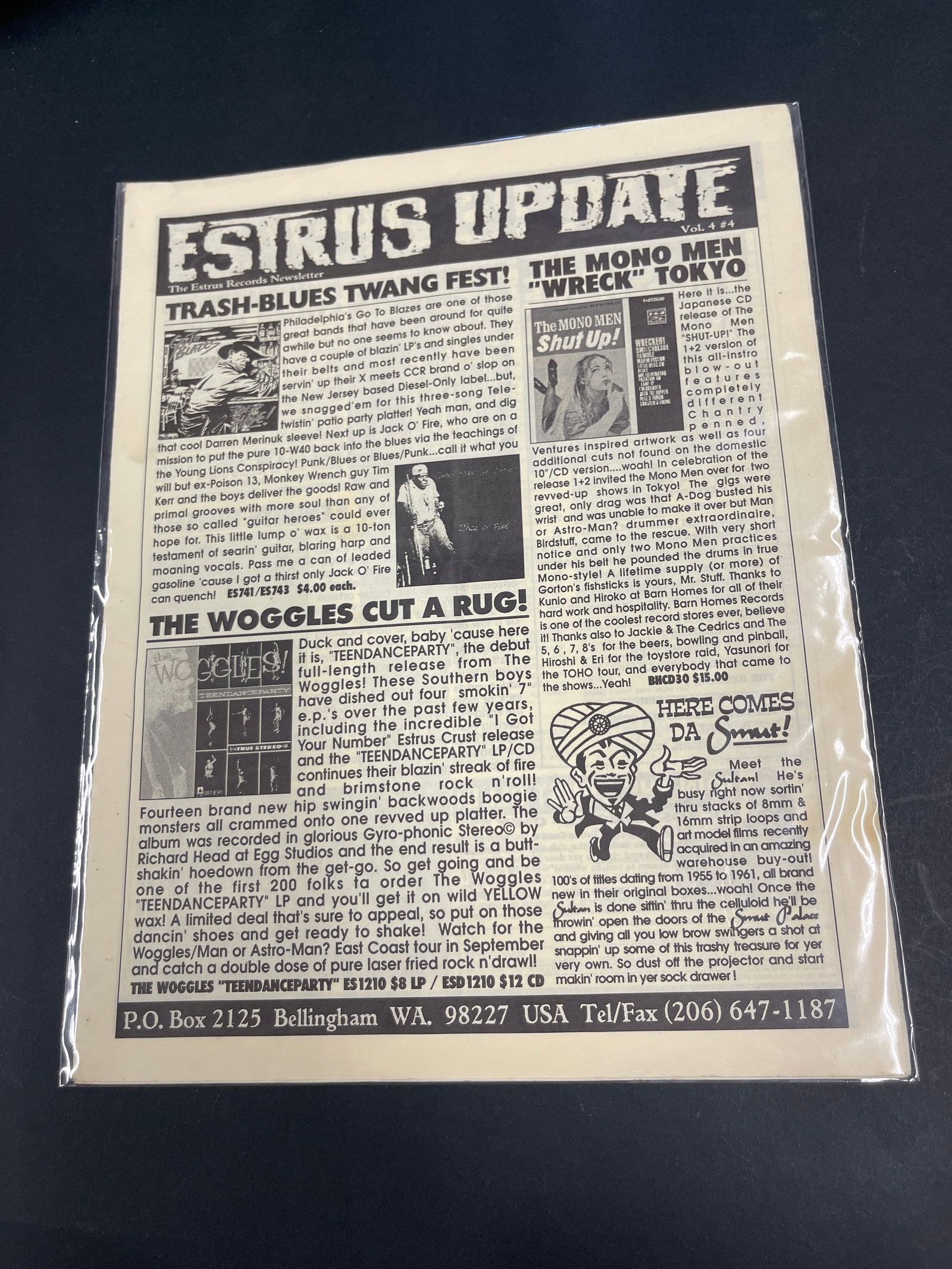 Estrus Records Update Newsletter Vol. 4 The Woggles Gravel Mono Men Promo Flyer: Estrus Records Update Newsletter Vol. 4 The Woggles Gravel Mono Men Promo Flyer