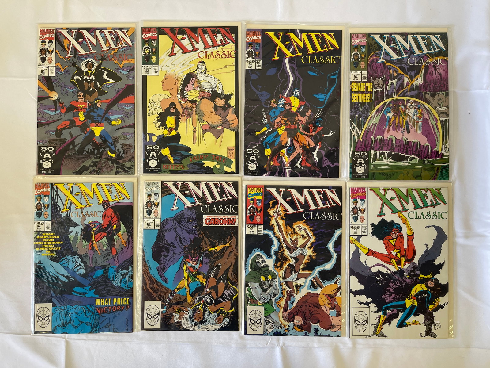 X-Men Classic Marvel Comics Lot of 8 Issues #51-58 1991 Bagged (1 of 3)