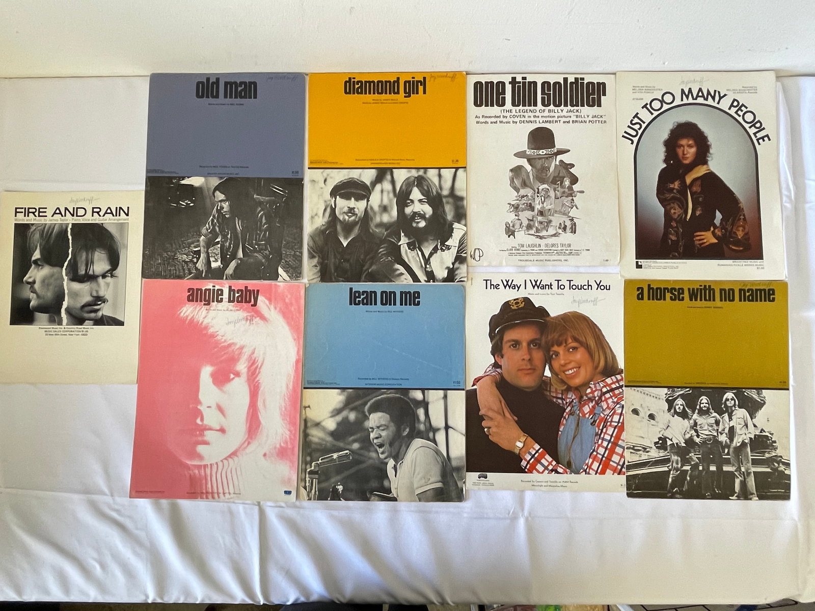 1970s Vintage Sheet Music Collection Lot of 10 Fire Rain Old Man Lean On Me: 1970s Vintage Sheet Music Collection Lot of 10 Fire Rain Old Man Lean On Me