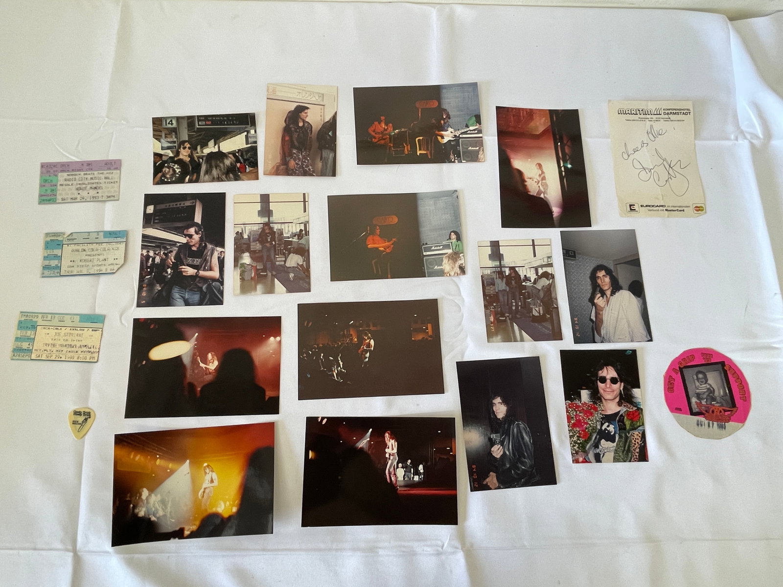 Rock Music Memorabilia Lot: Photos, Signed Note, Tickets, Guitar Pick, Backstage Pass: Rock Music Memorabilia Lot: Photos, Signed Note, Tickets, Guitar Pick, Backstage Pass