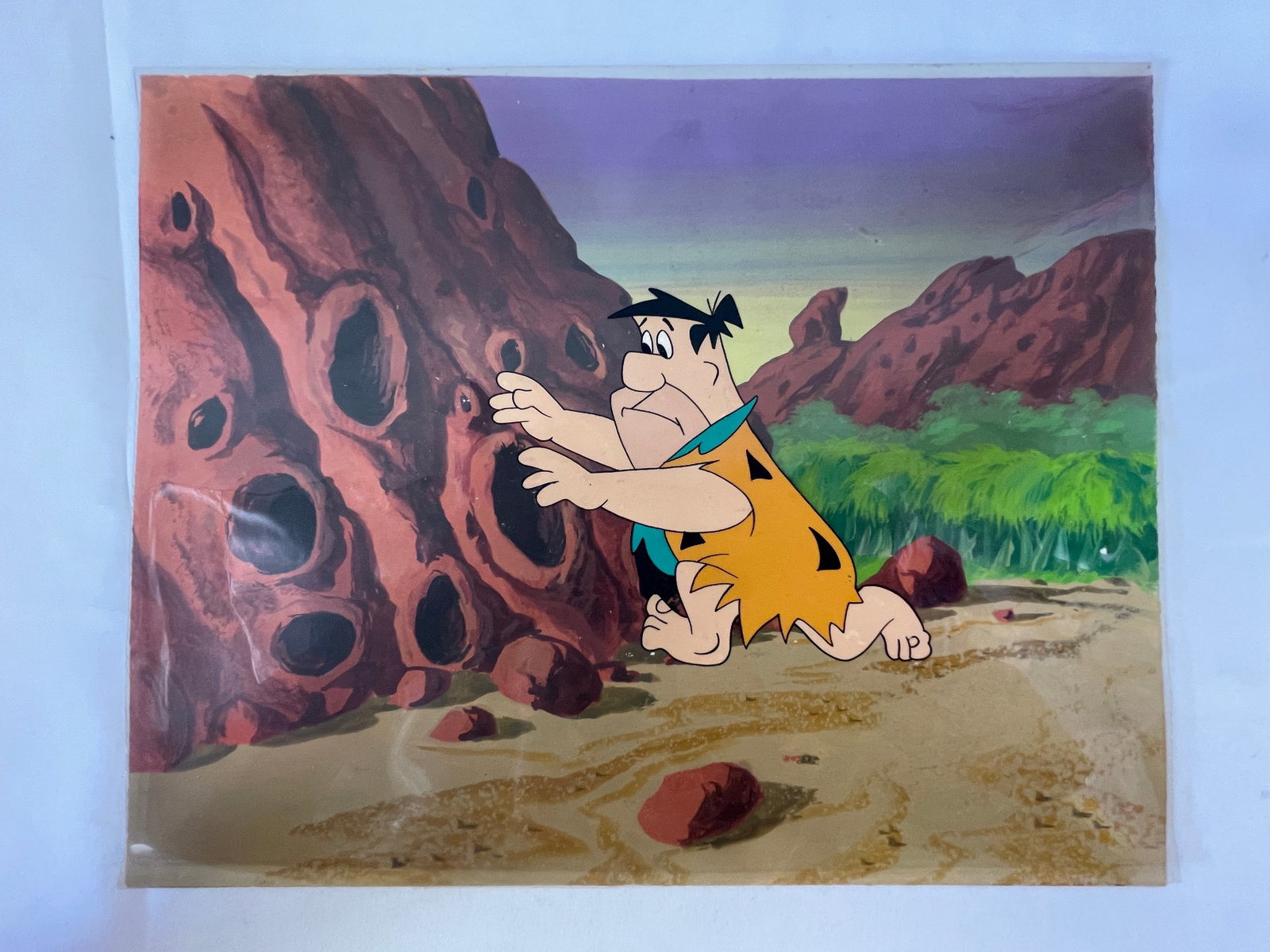 Fred Flintstone Hanna-Barbera Original Production Animation Cel & Background 1970 (1 of 8)