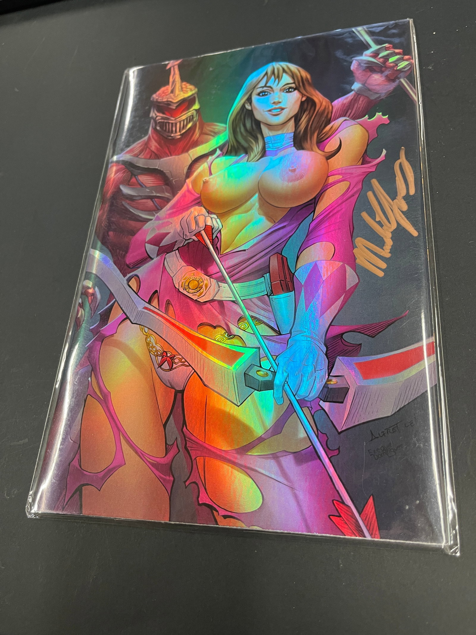 Power Rangers Pink Ranger Holographic Art Print Signed Melinda Young w/ COA (1 of 3)