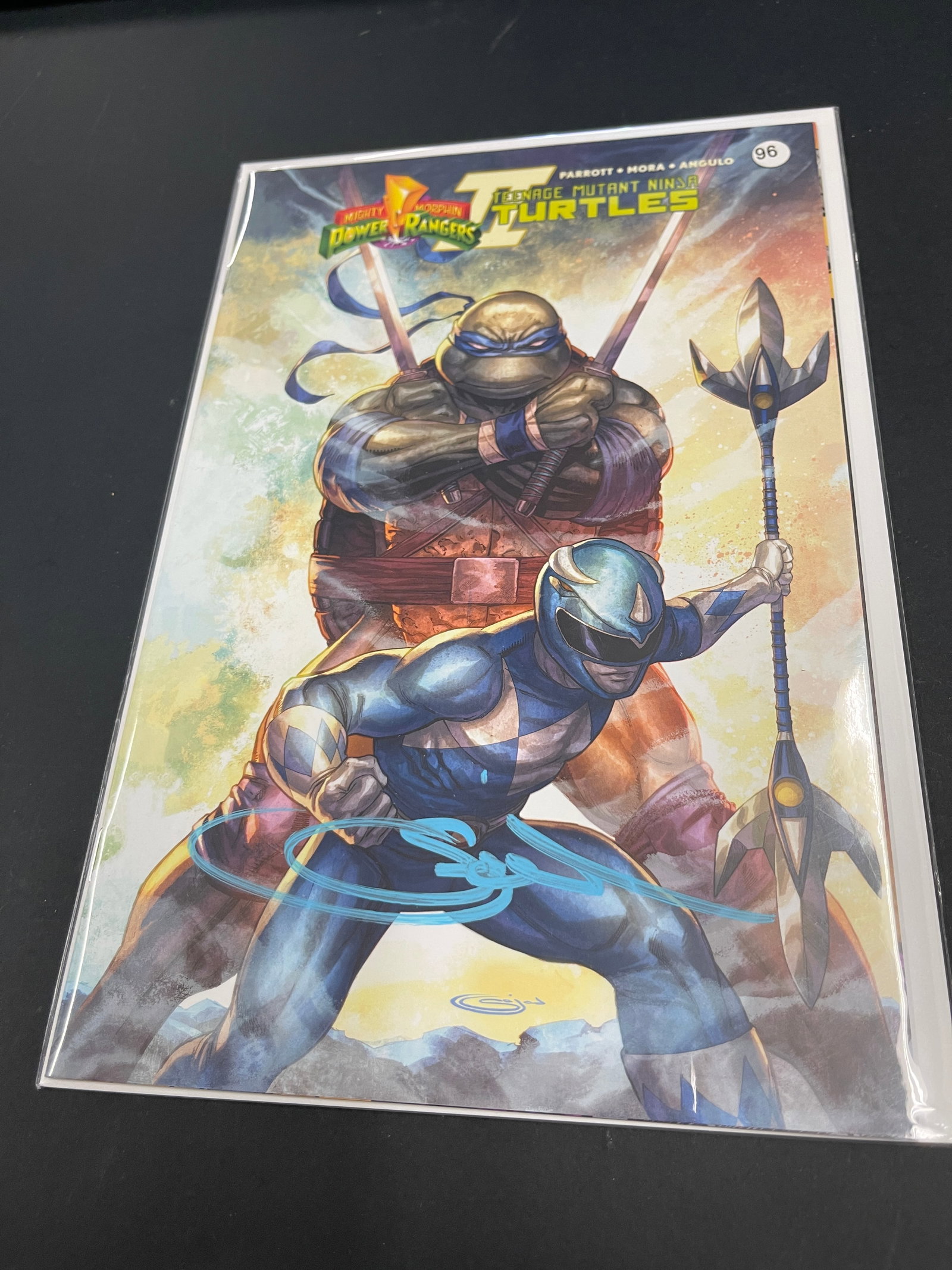 TMNT #96 x Mighty Morphin Power Rangers Signed Comic COA Sajad Shah SMZ (1 of 2)